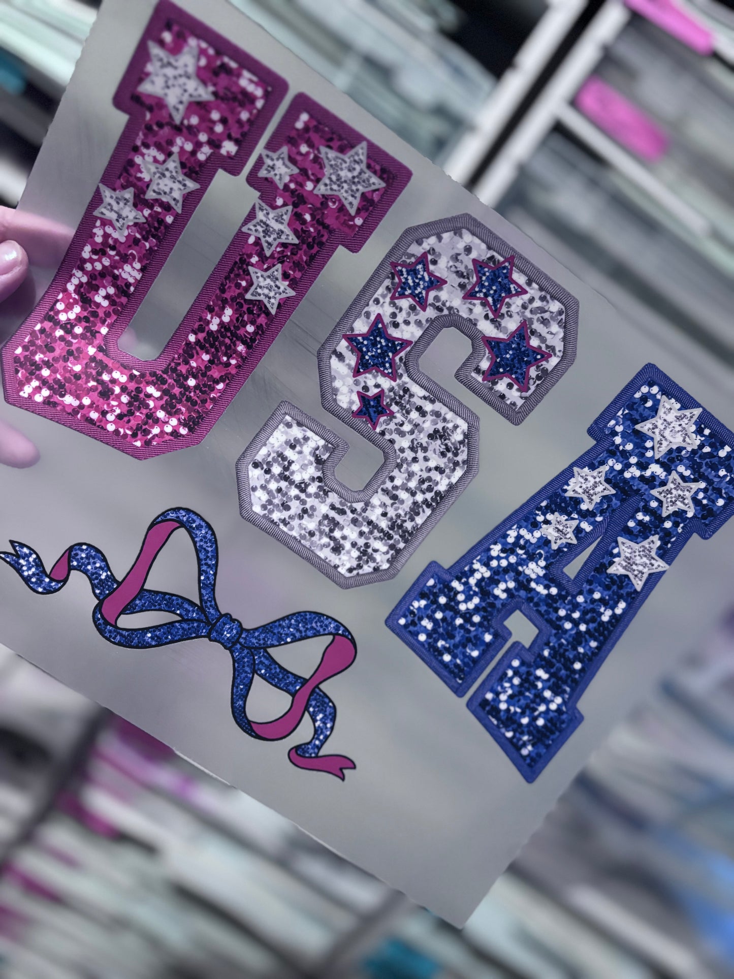 Faux sequence embroidery USA