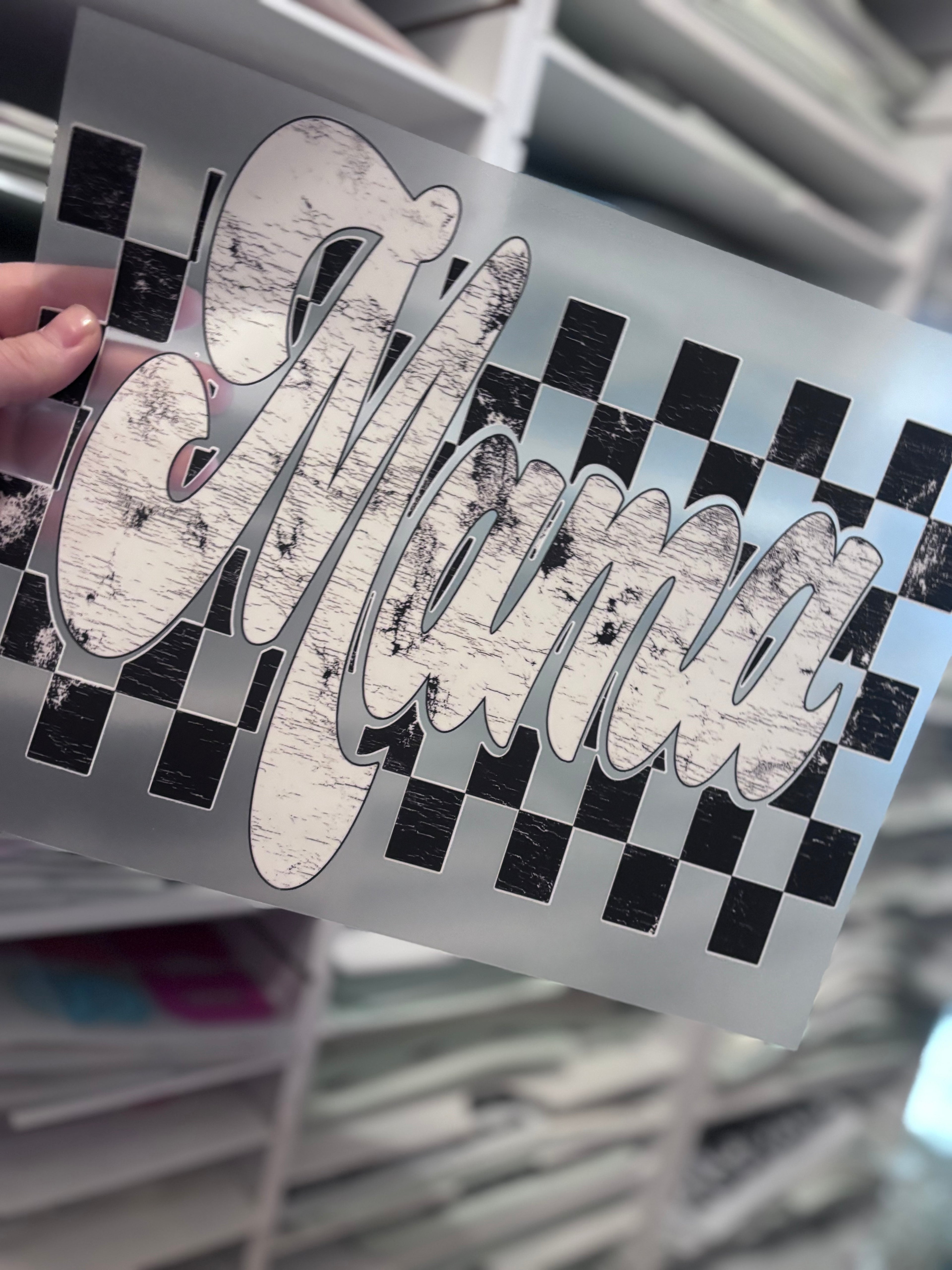 Distressed Check Mama