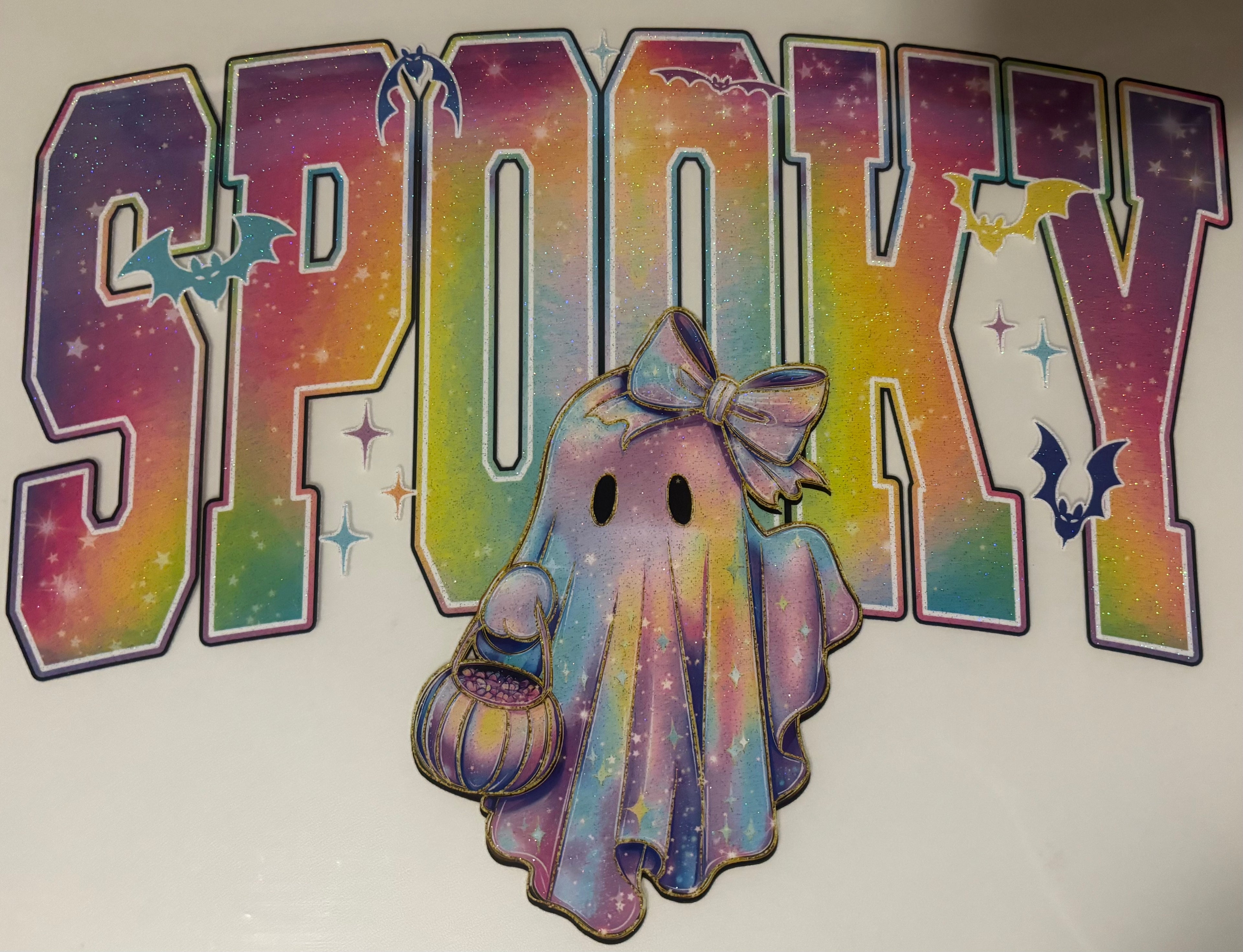 Glitter spooky ghost tee design