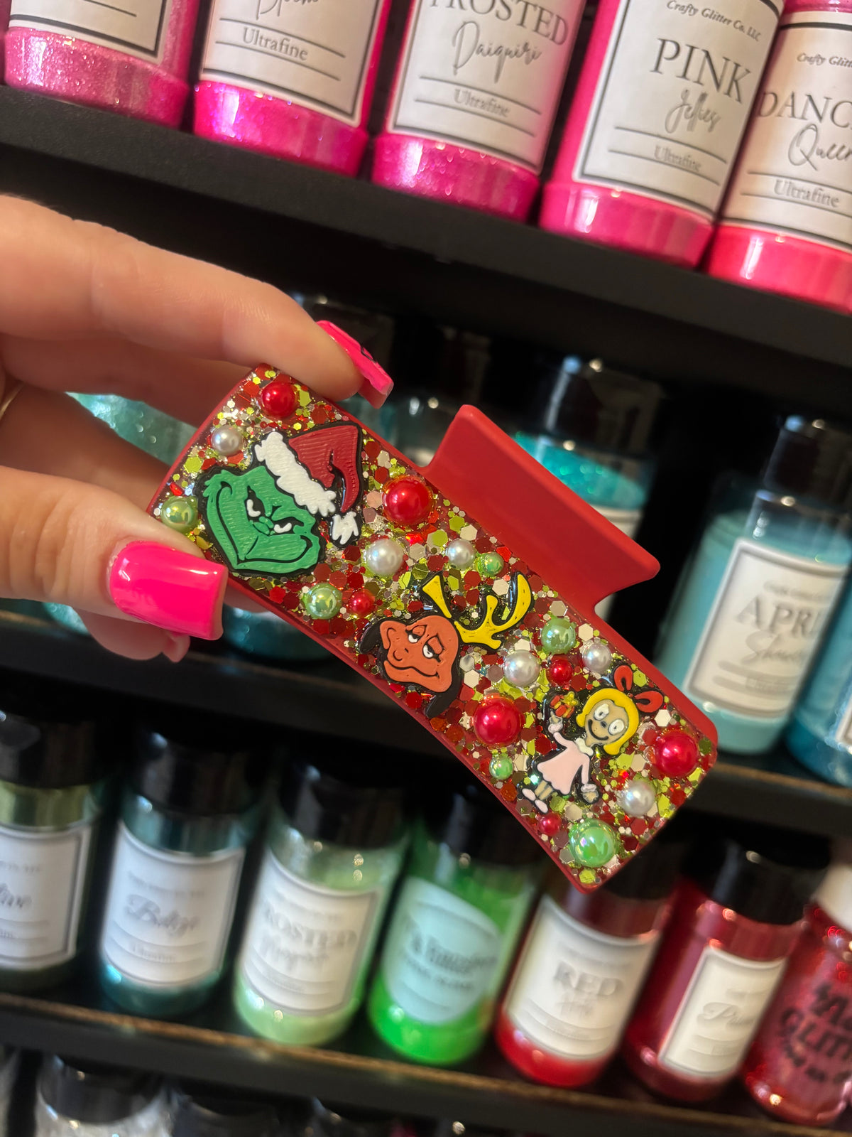 Grinch hair clip