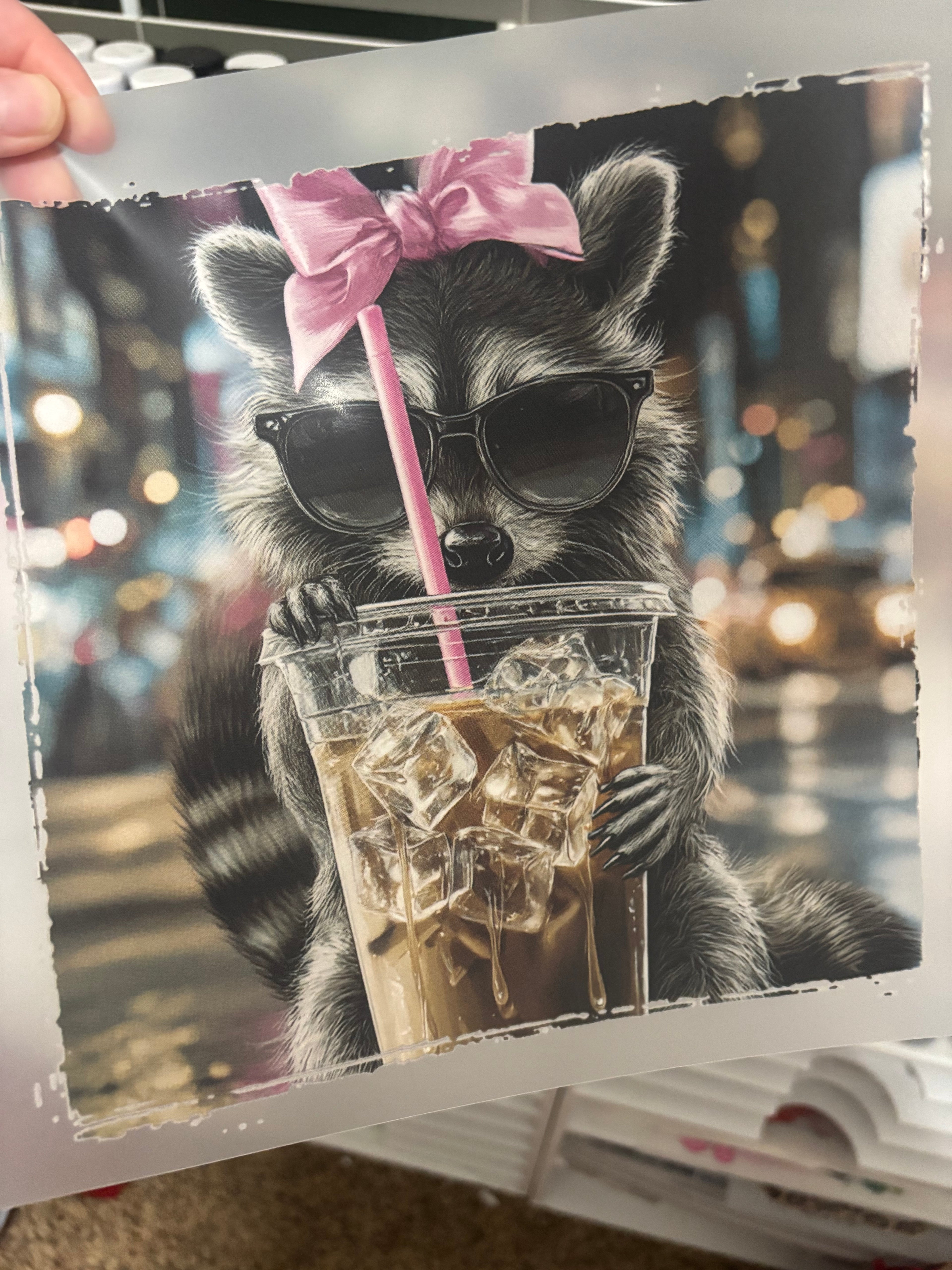 Drinking coffee raccoon