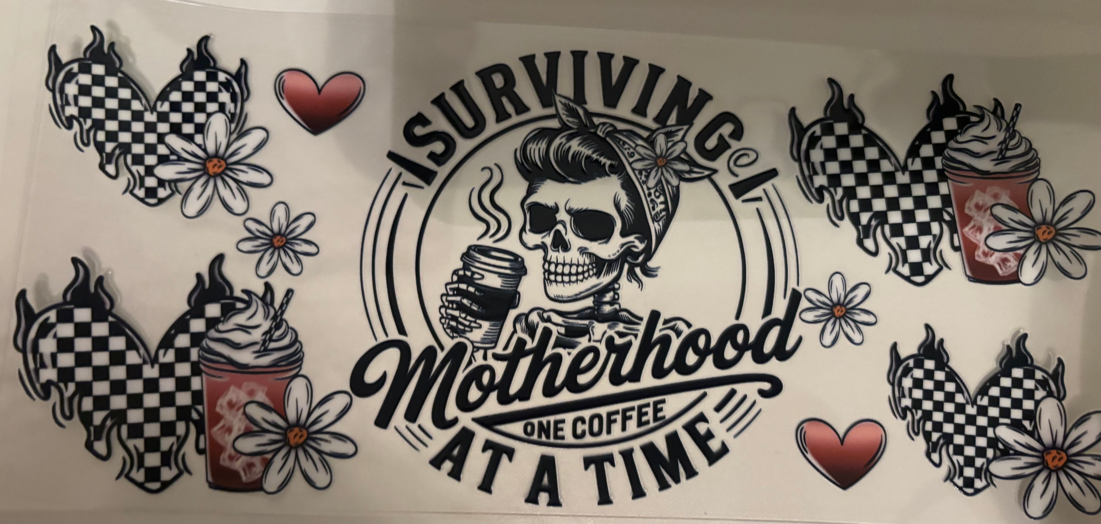 Surviving Motherhood one Coffee At A Time 16 oz Cup Wrap