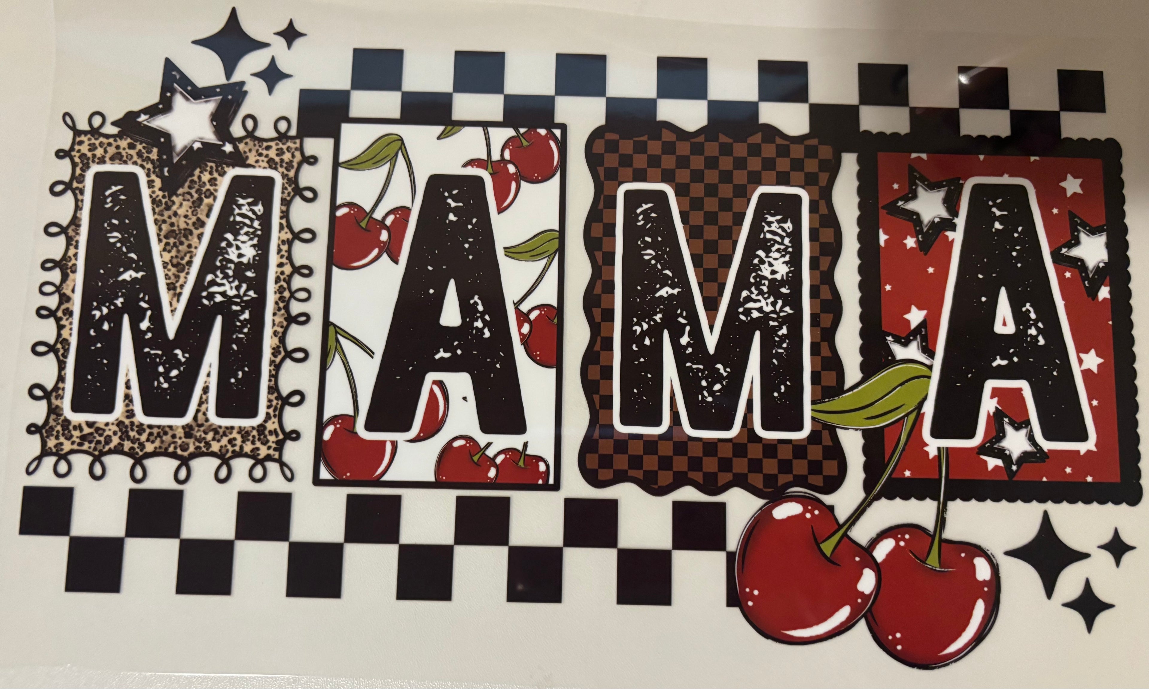 Cherry Checkered Mama Tee Design