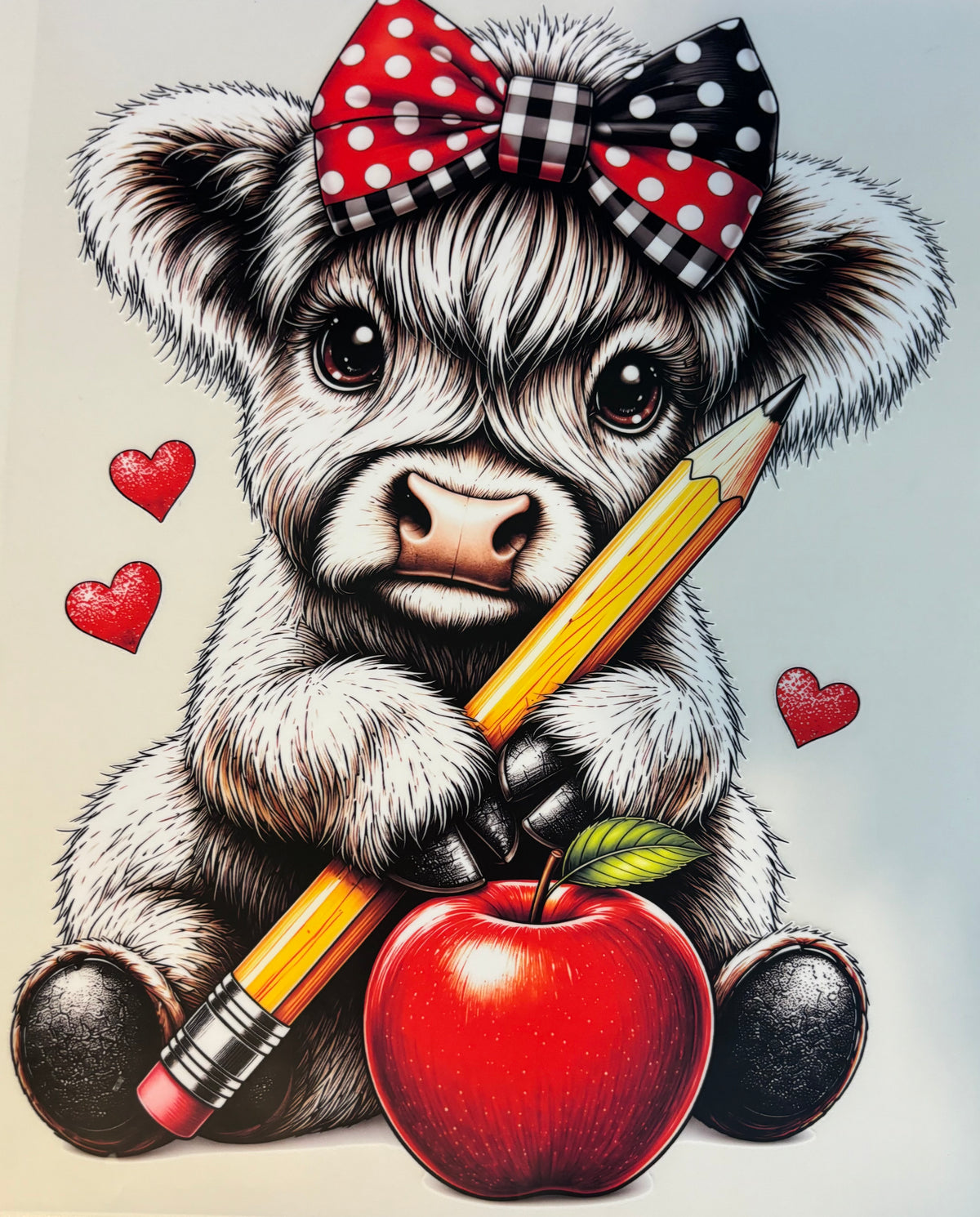 Highland Cow With Pencil Tee Design