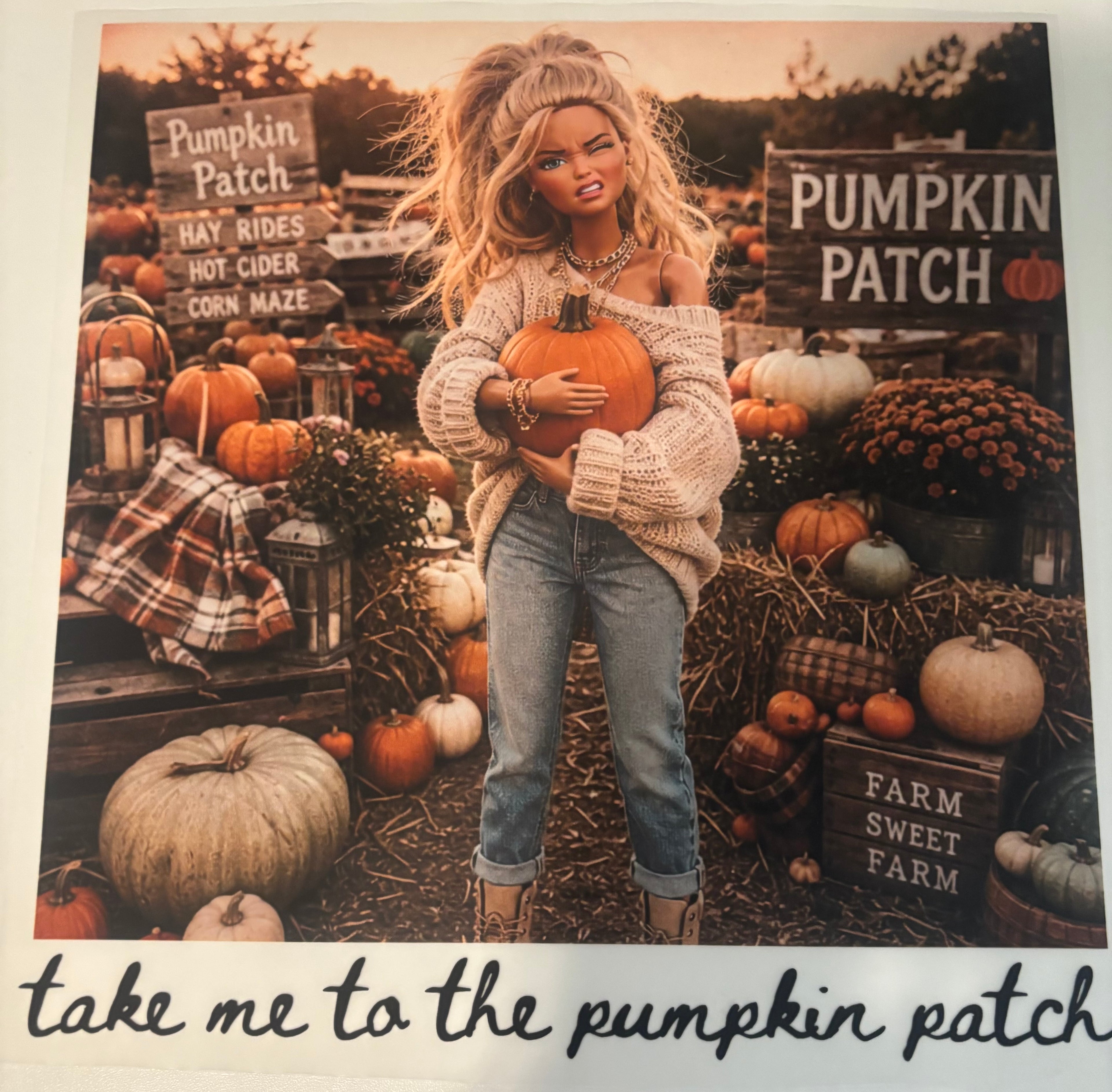 Barbie take me to the pumpkin patch tee design