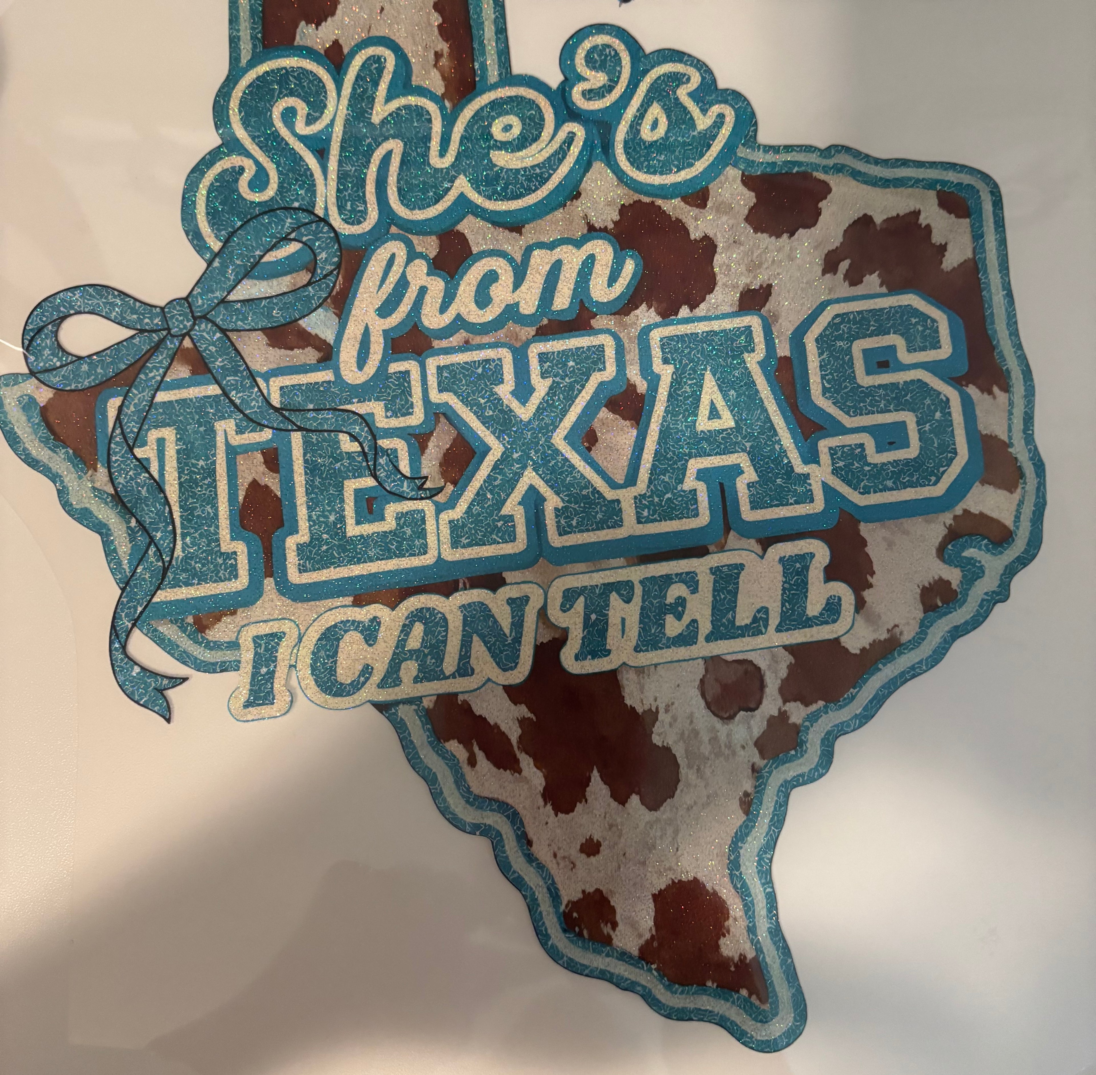 Glitter Blue She's from texas I can Tell Tee Design