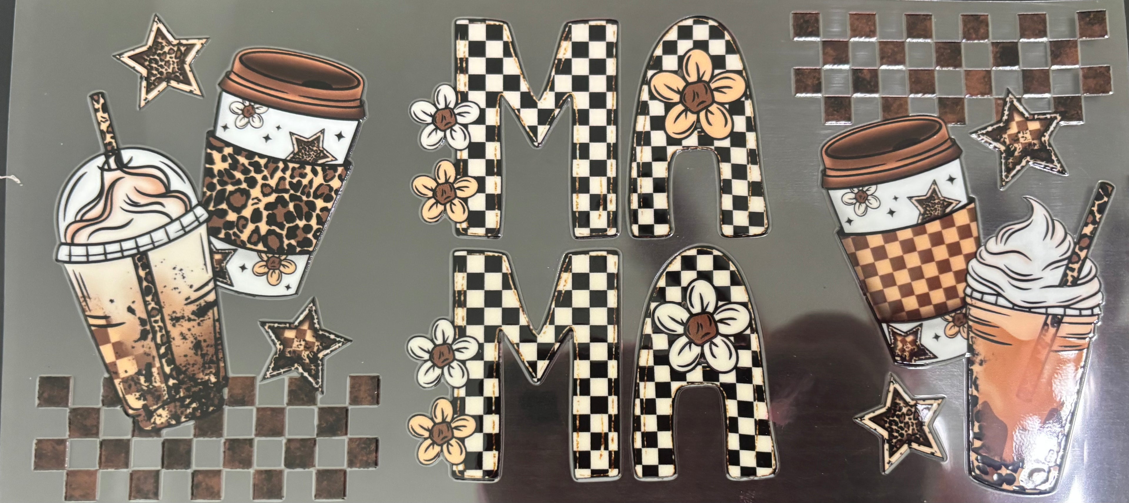 16 oz Mama Brown Checkered Coffee