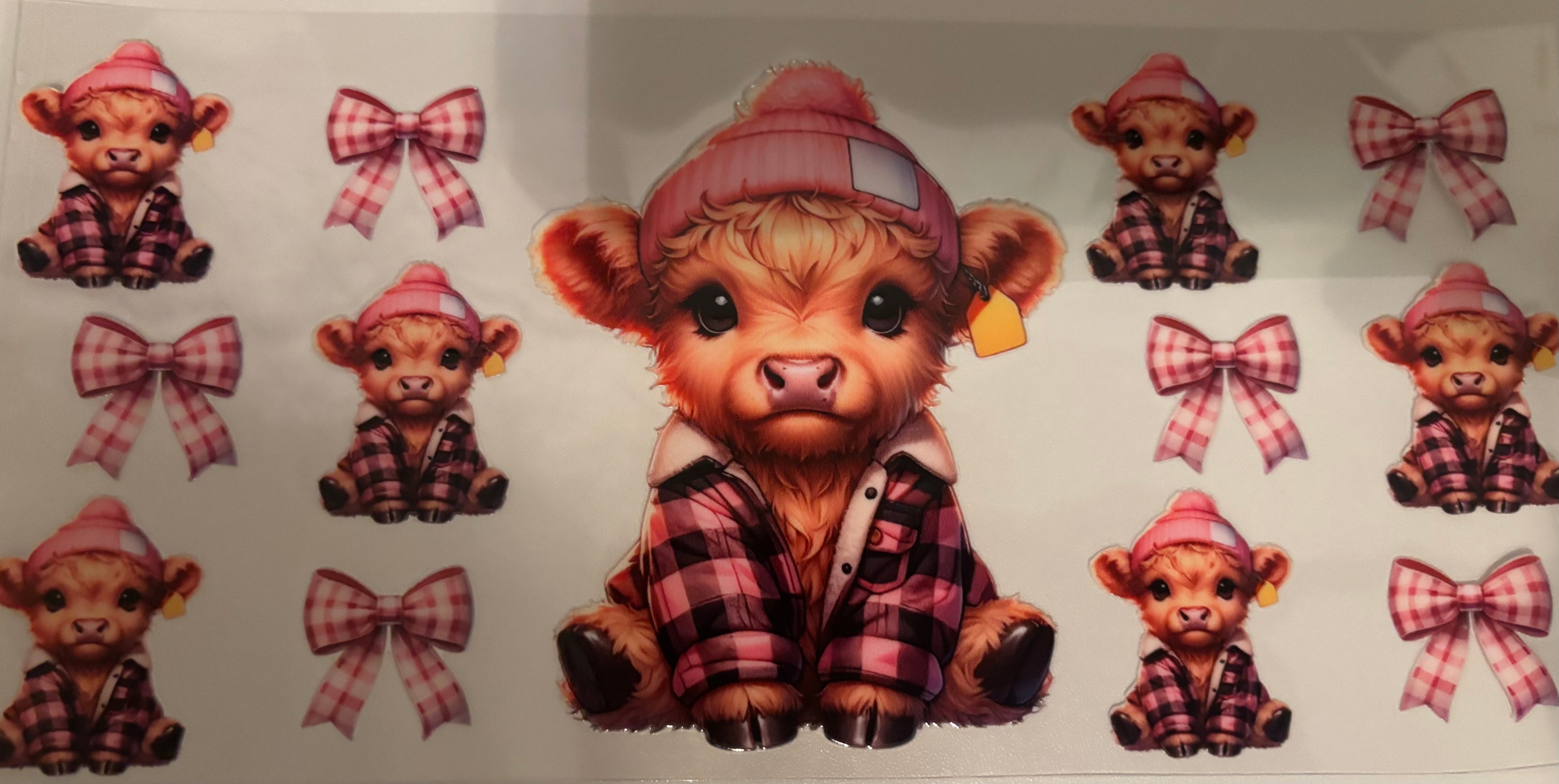 Pink Bow Cow 16oz Cup Wrap
