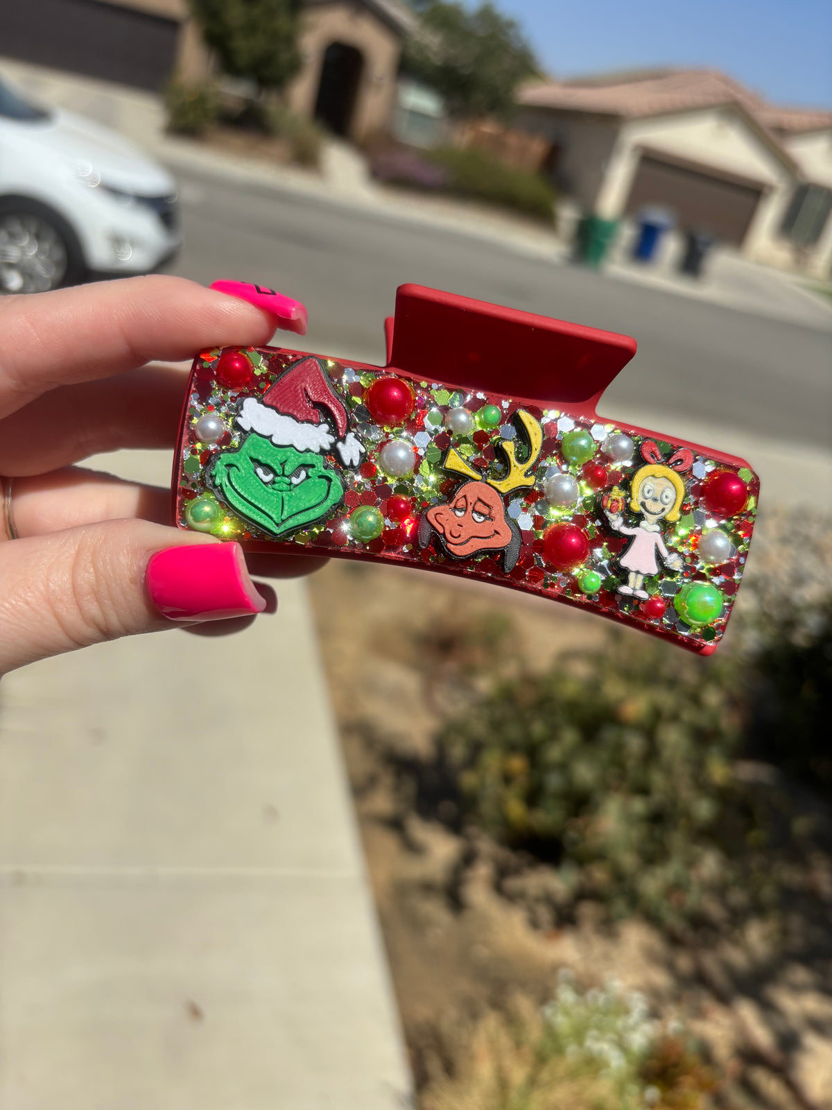 Grinch hair clip