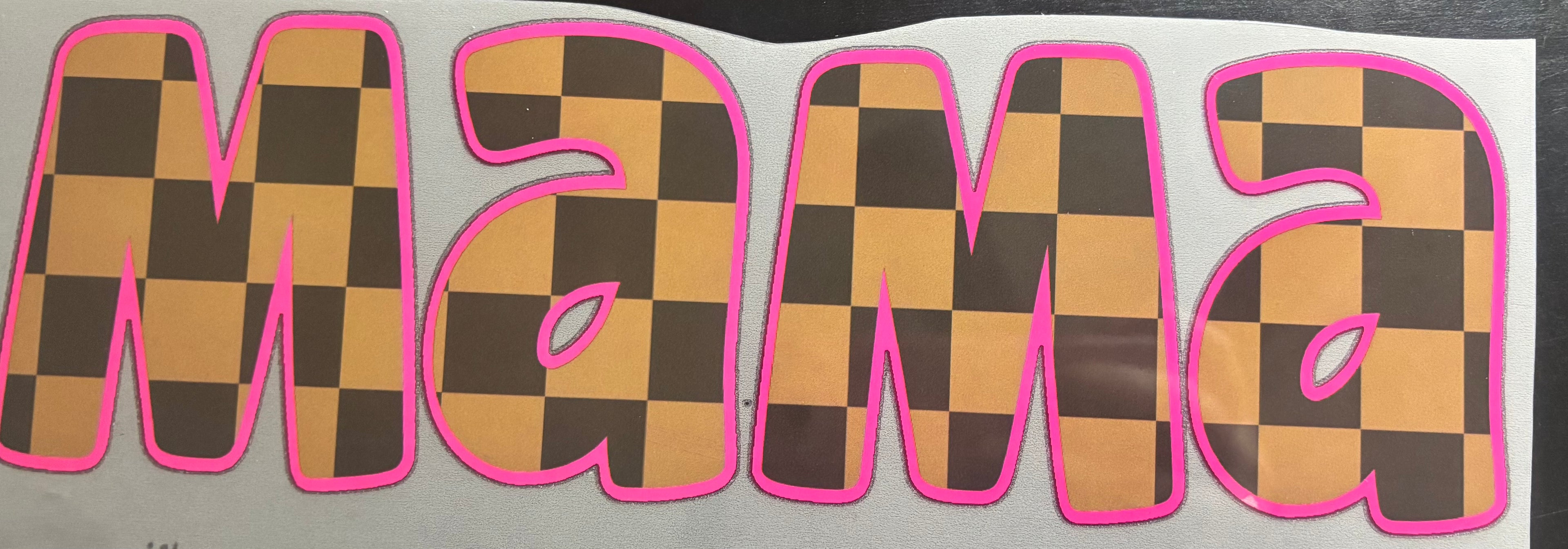 Brown pink checkered mama