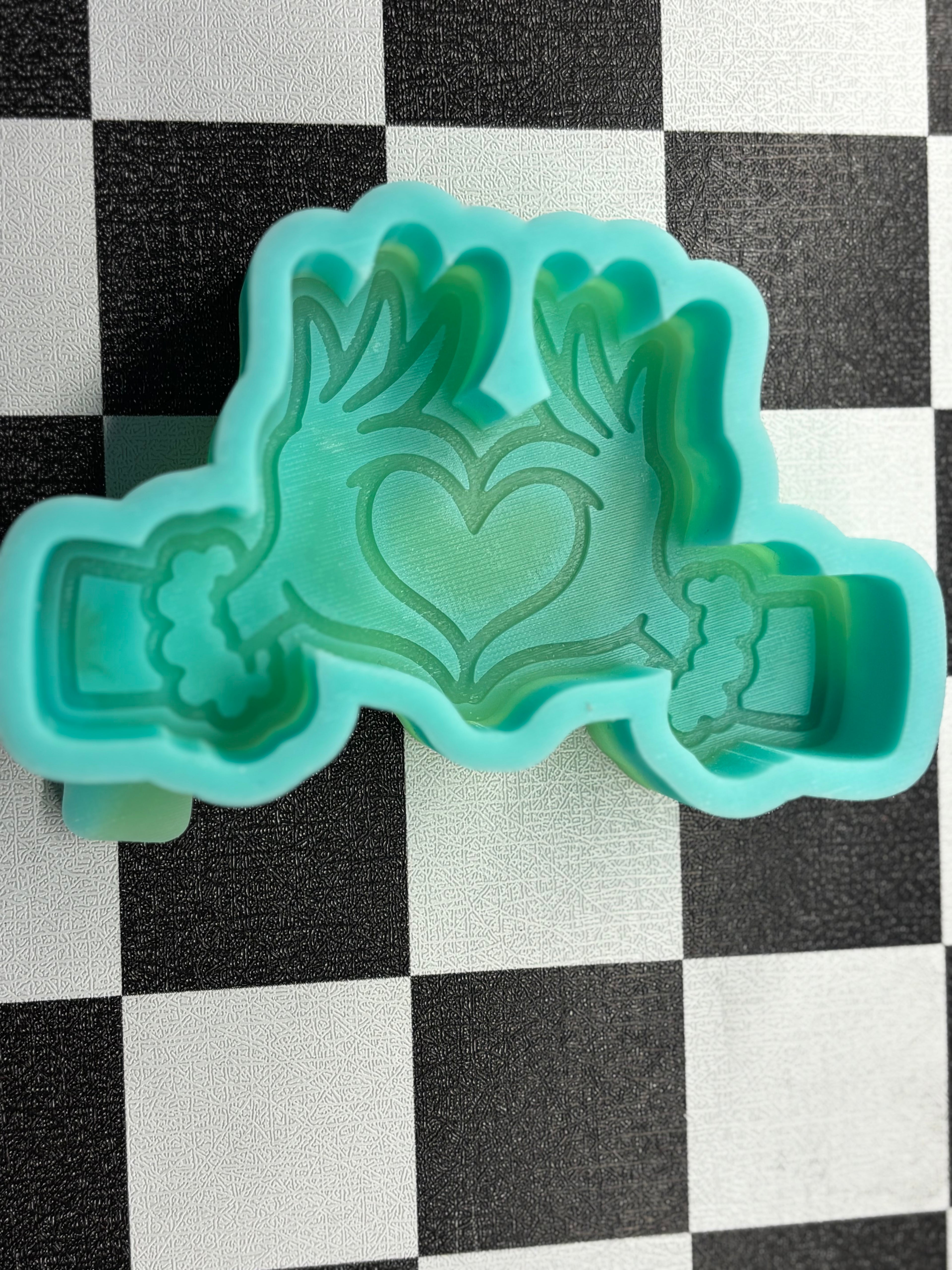 Custom green hands freshie mold