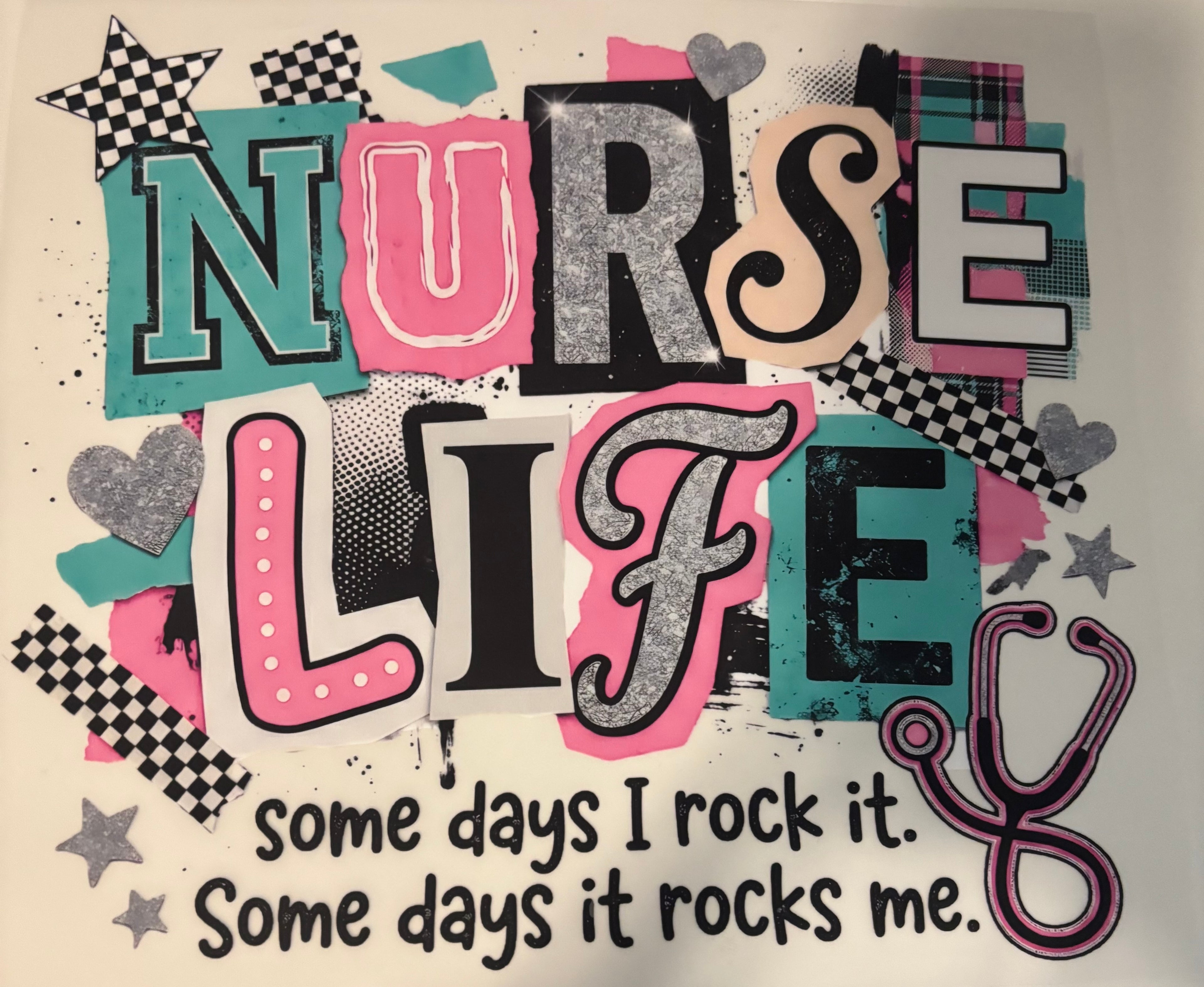 Checkered Nurse Life Tee Design