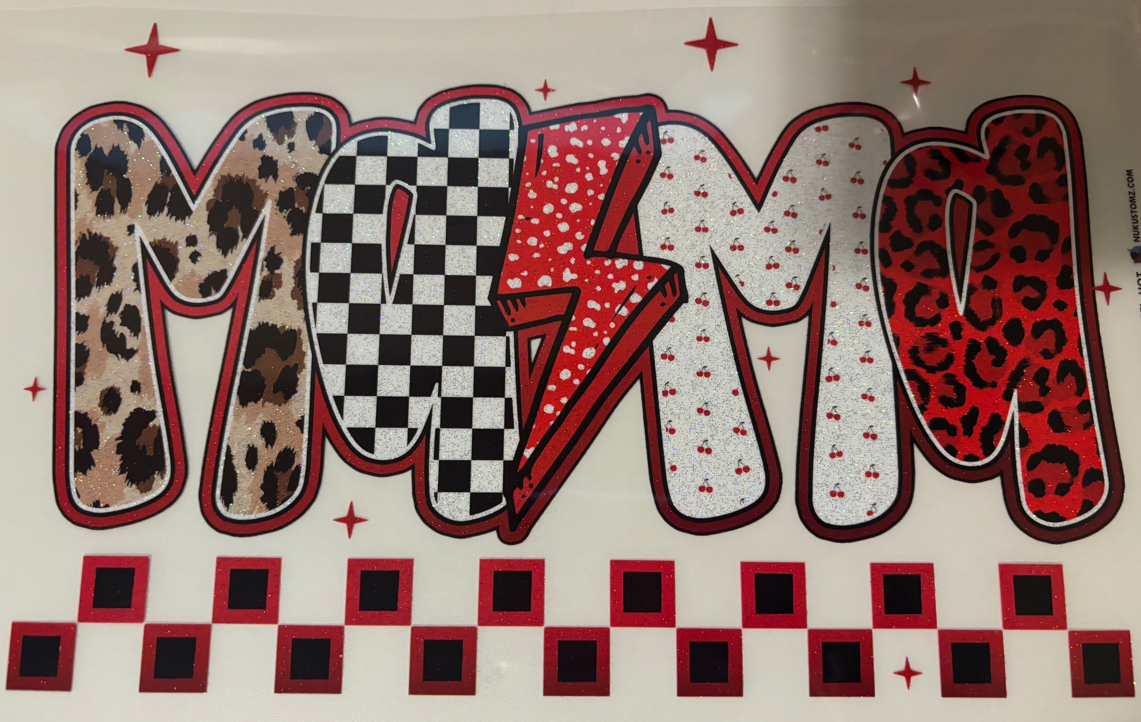 Glitter red leopard and cheetah mama tee design