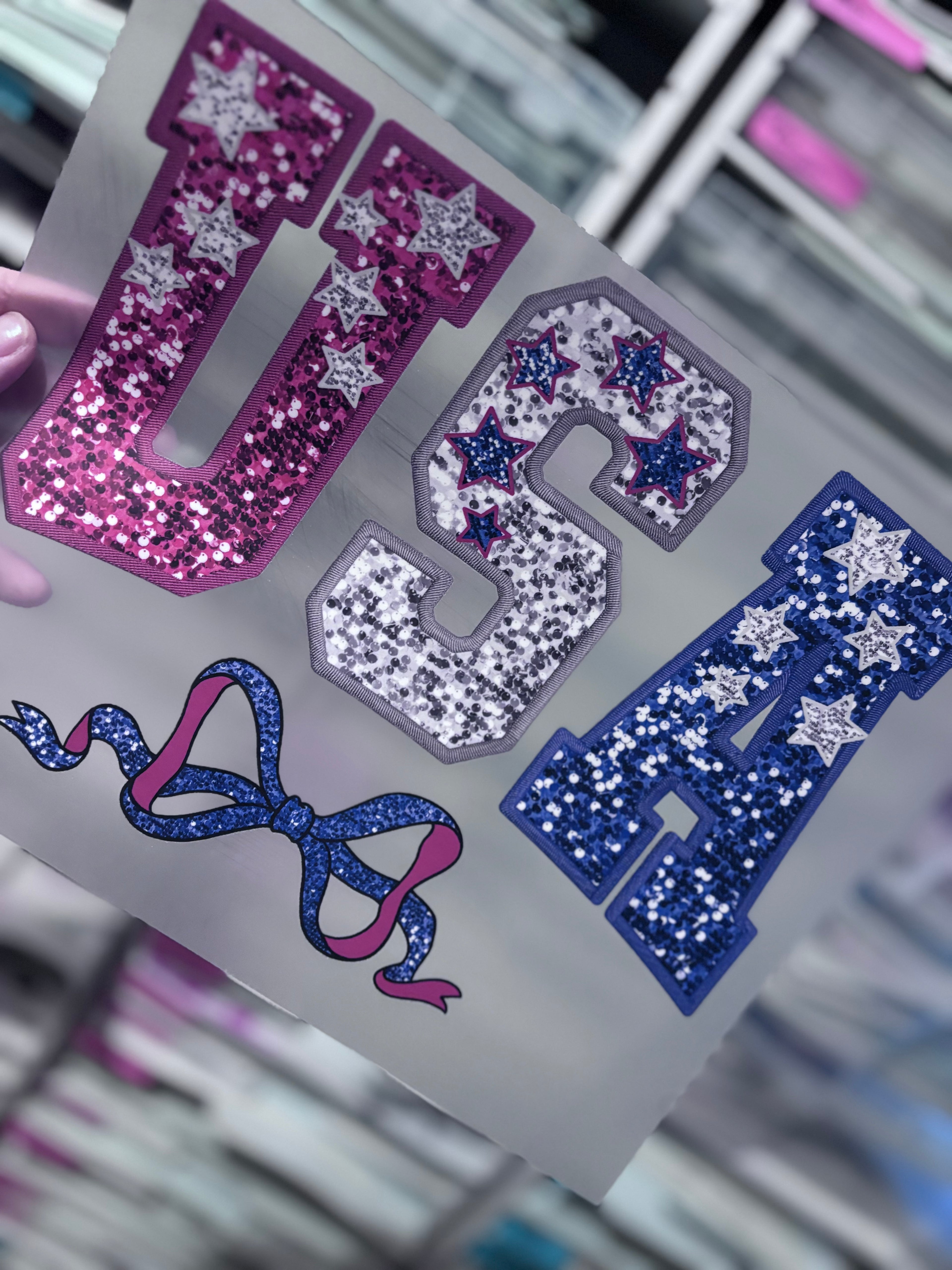 Faux sequence embroidery USA