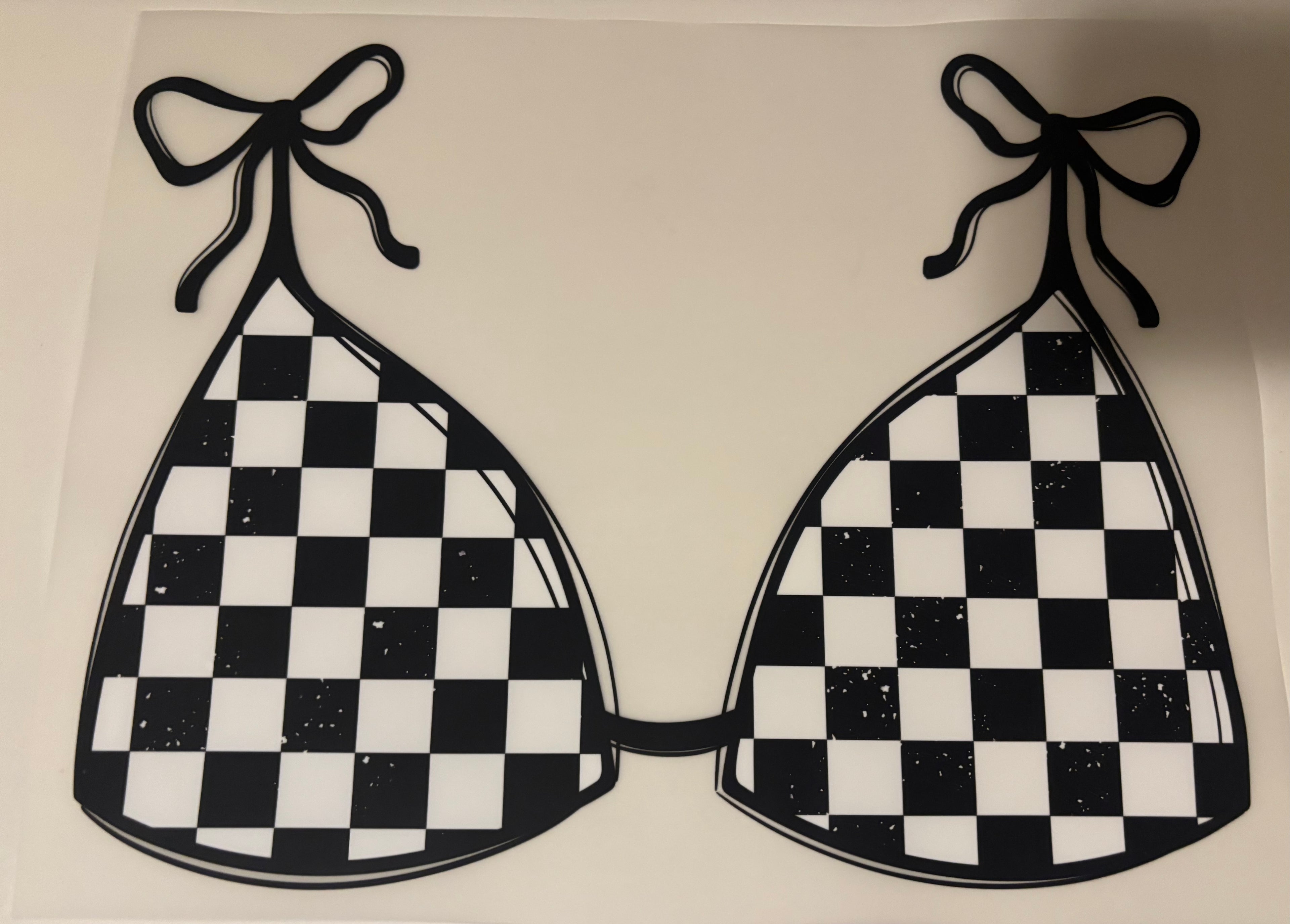 Black and white checkered bikini set tee design