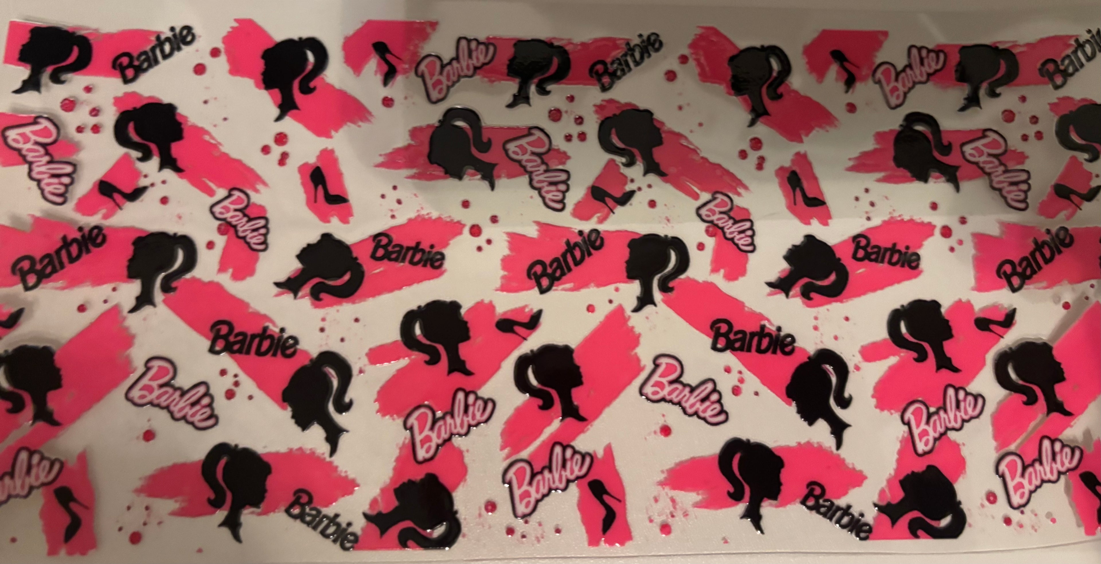 Pink and Black Barbie Head 16oz Cup Wrap