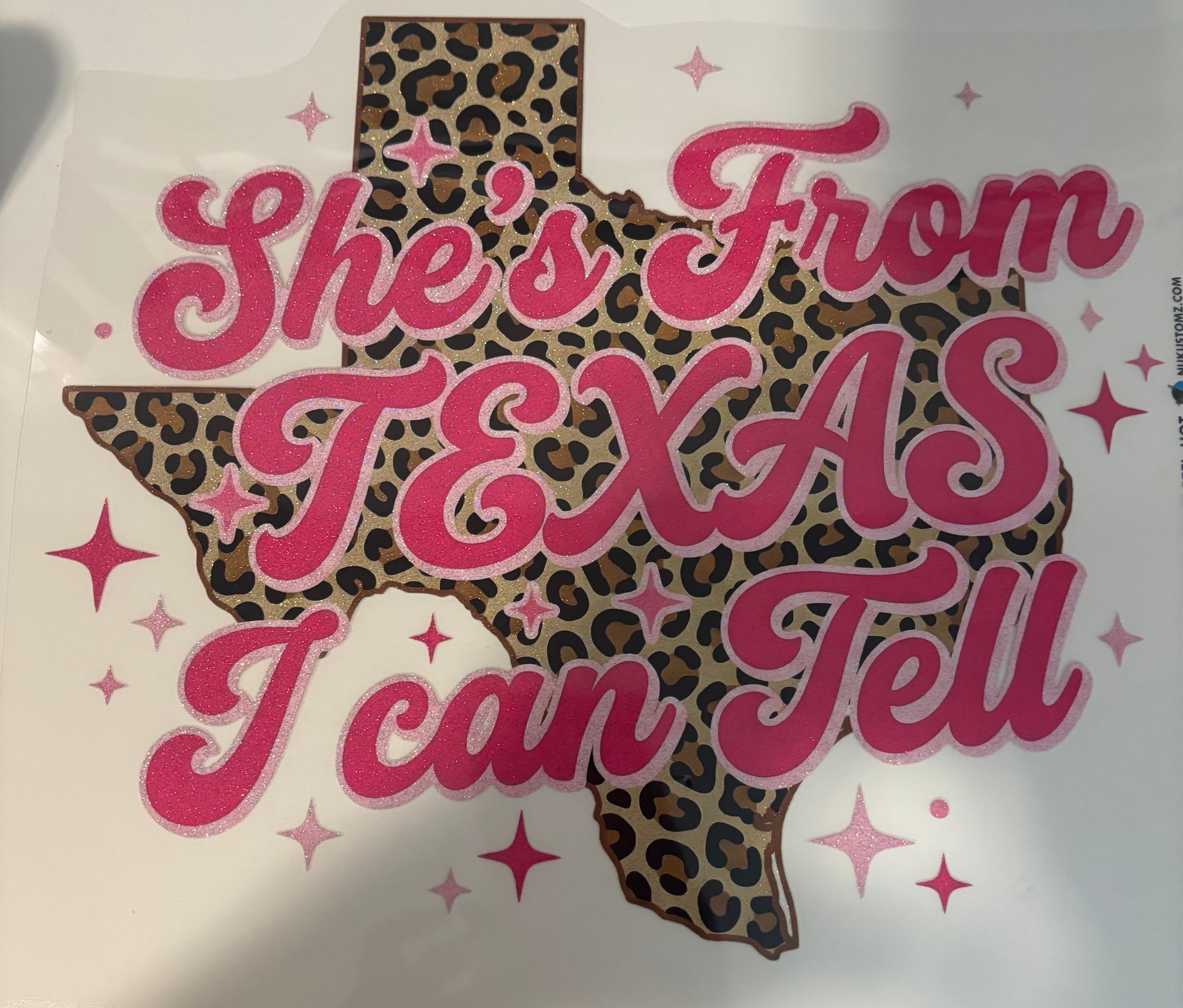 Glitter Pink She's from Texas I can Tell Tee Design