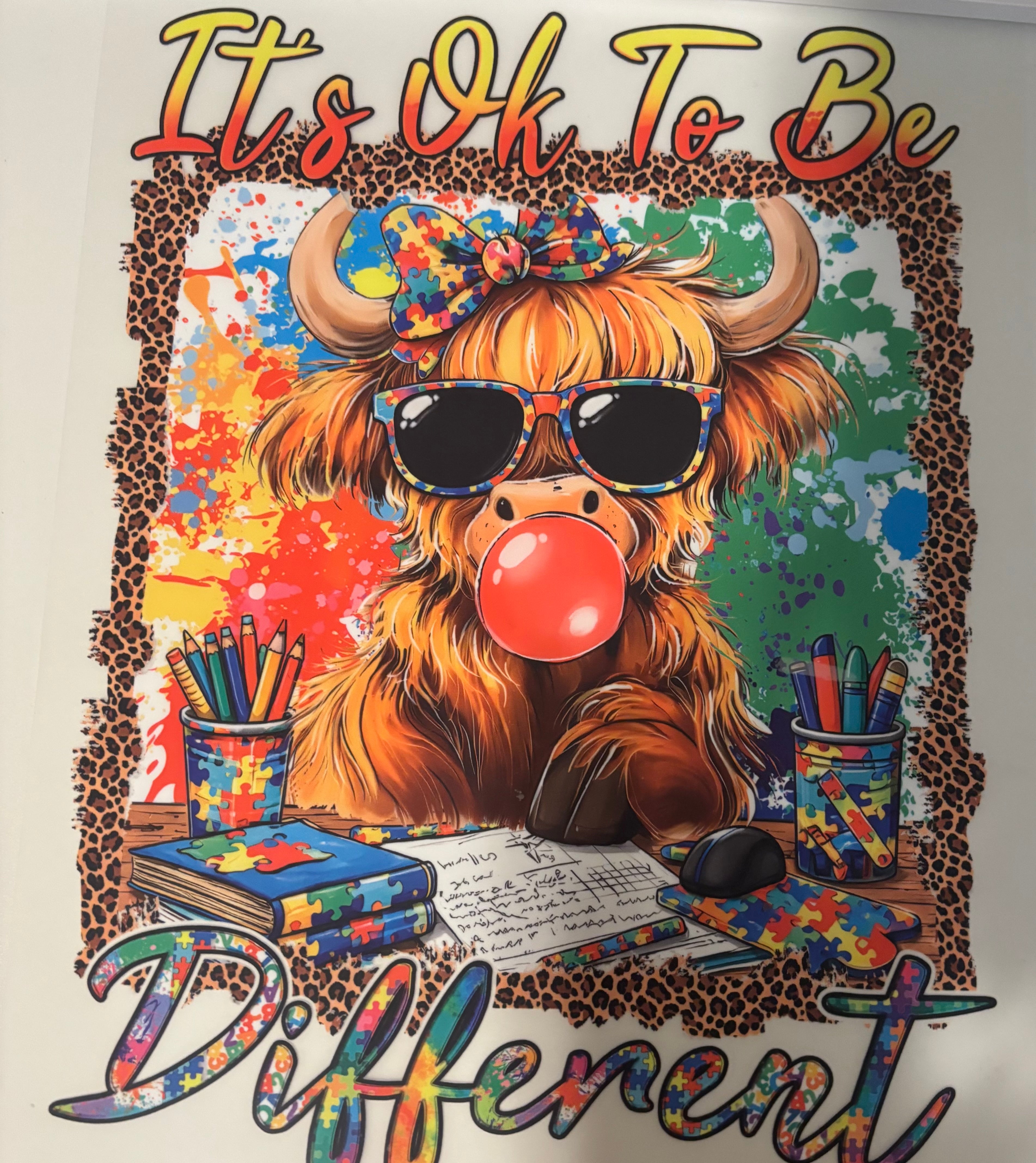 Autism Highland Cow Tee Design