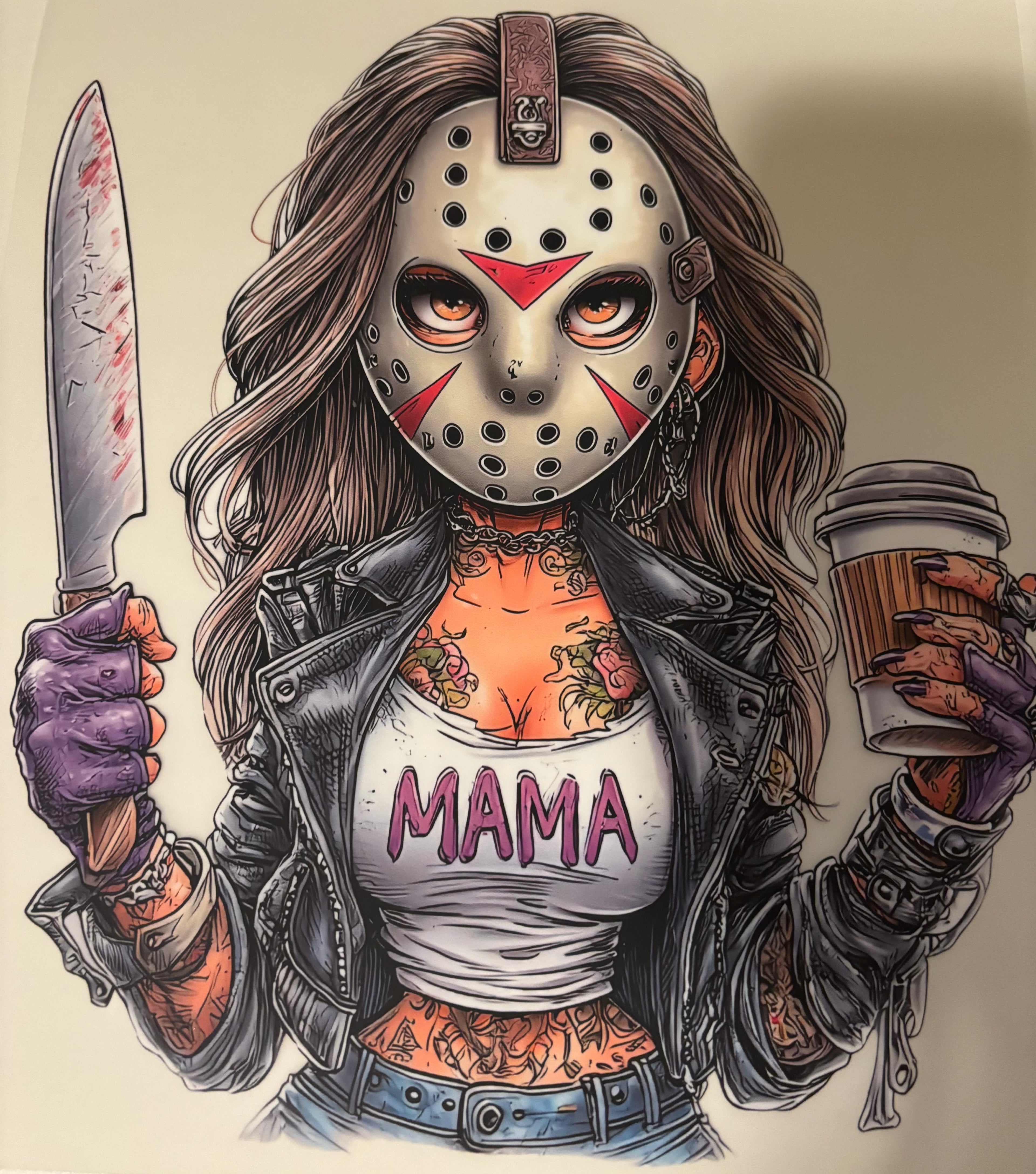 Face mask mama with Knife Tee Design