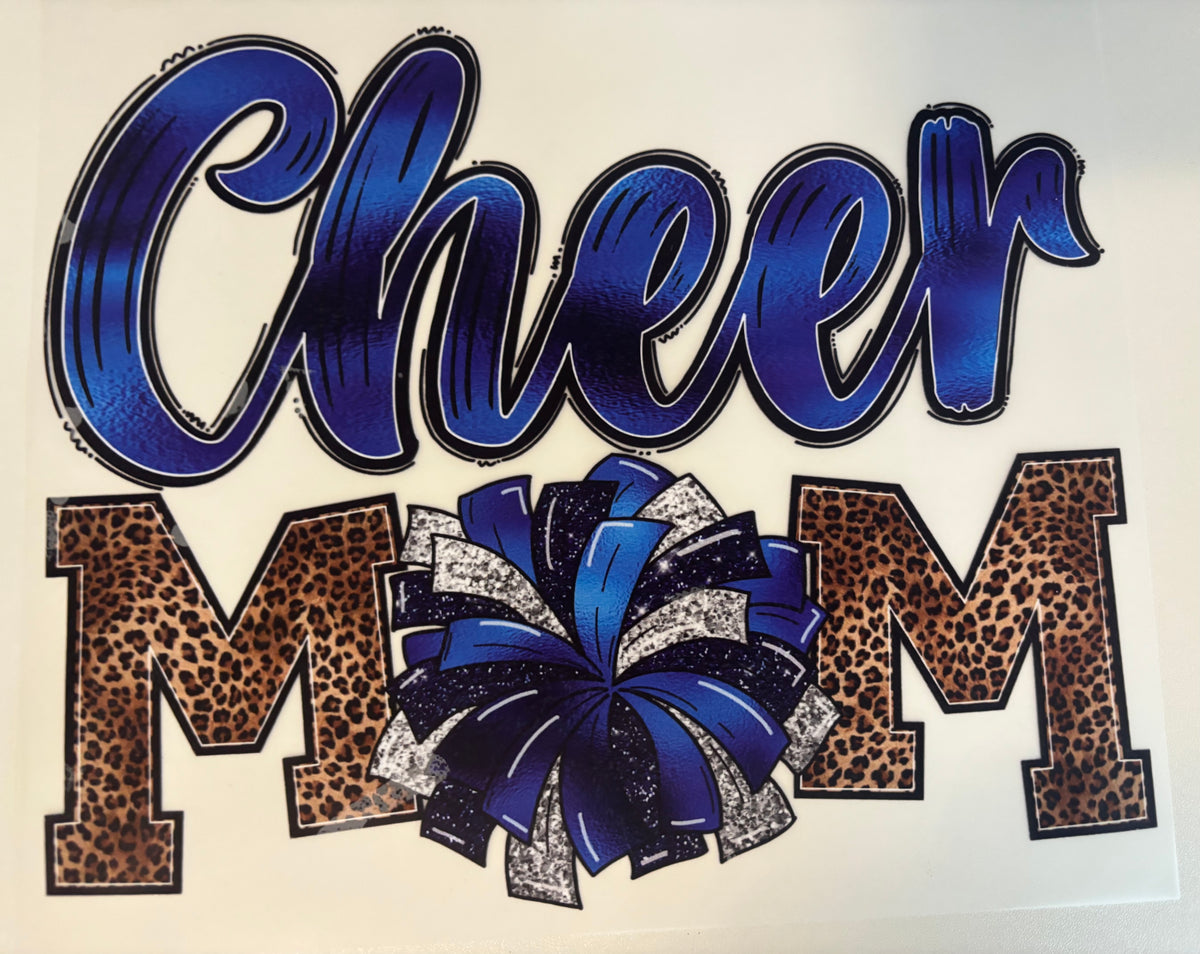 Blue Leopard Cheer Mama Tee Design