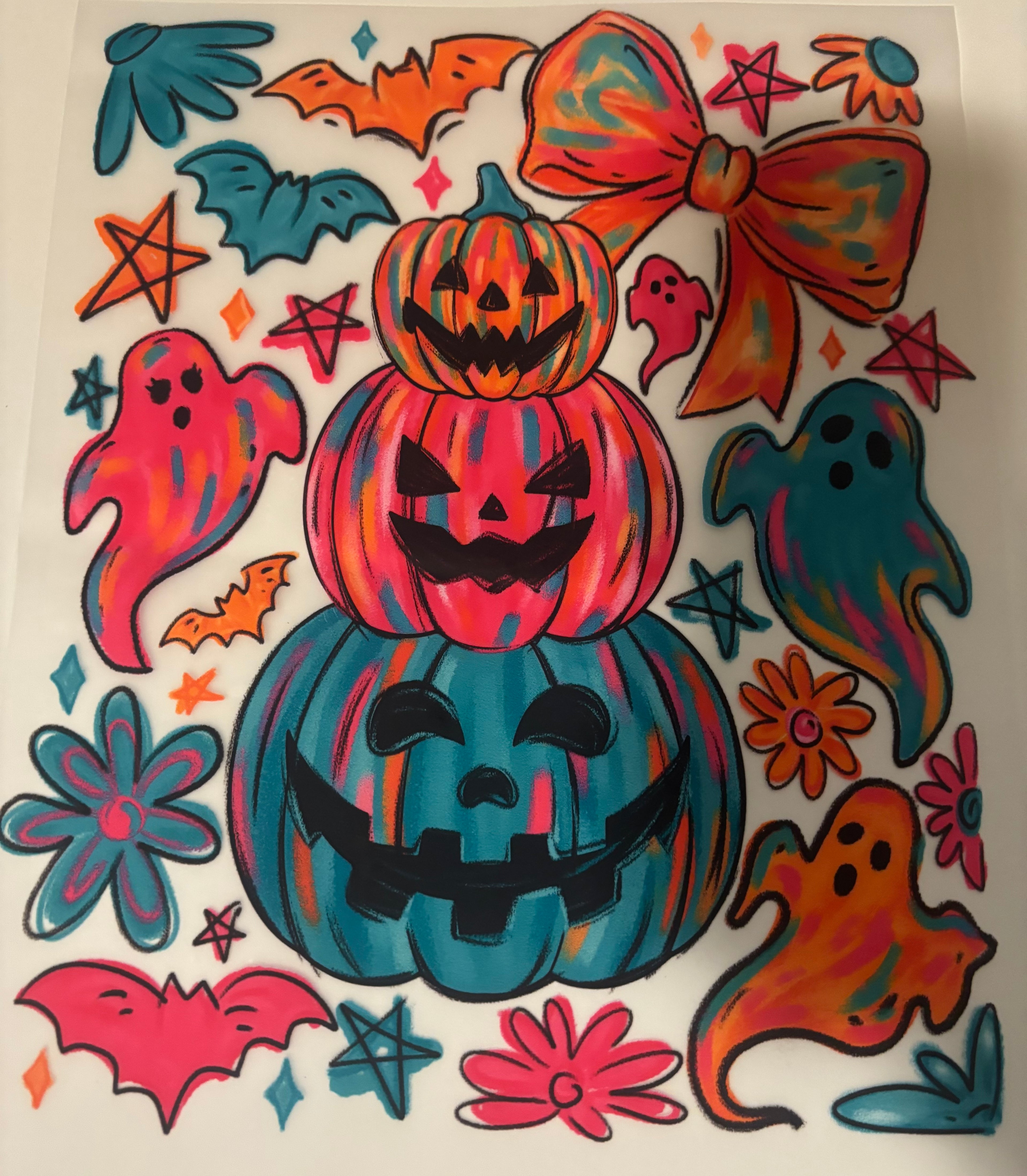 Neon pumpkins tee design