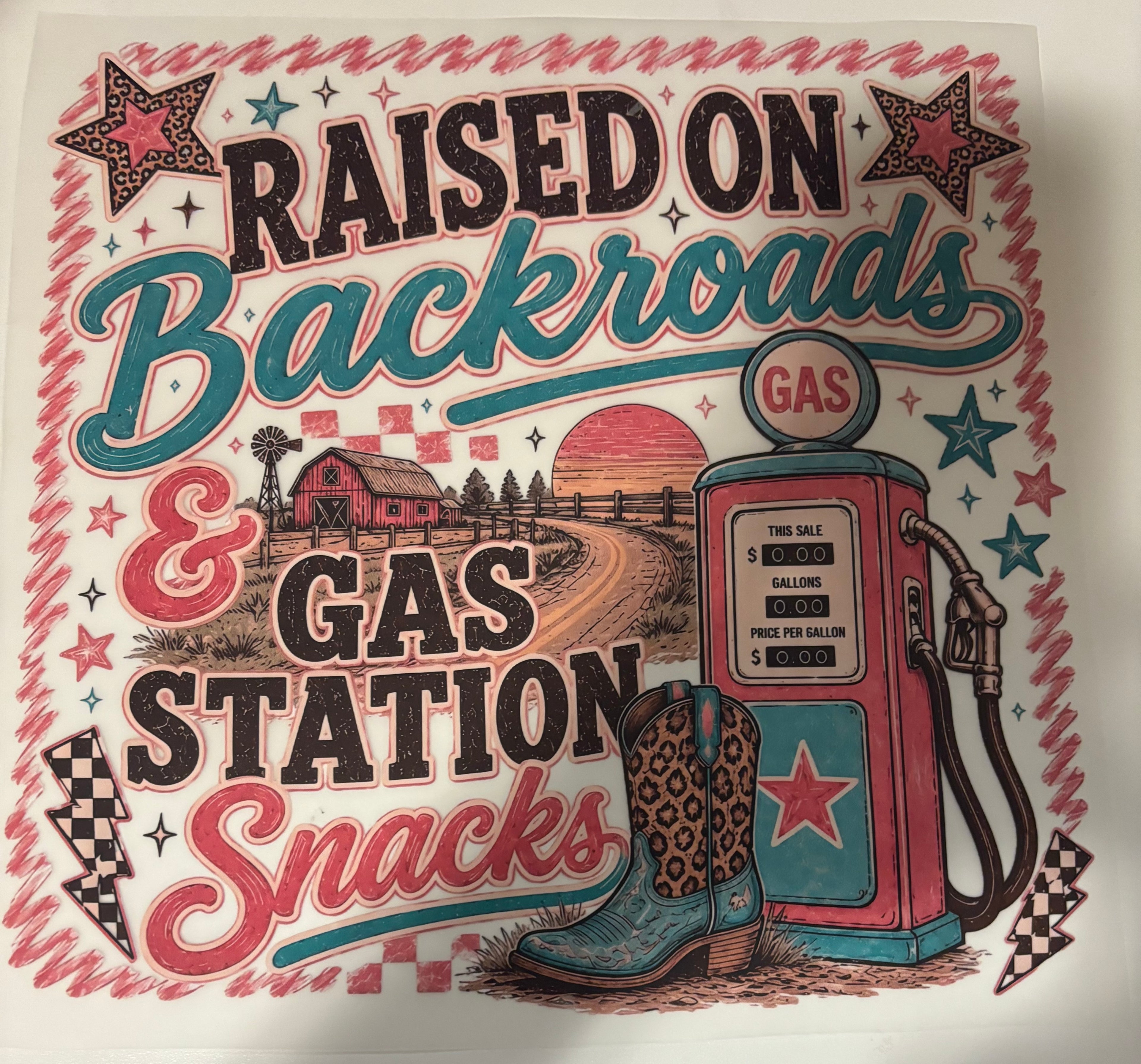 Raised on Backroads & Gas station snacks tee design