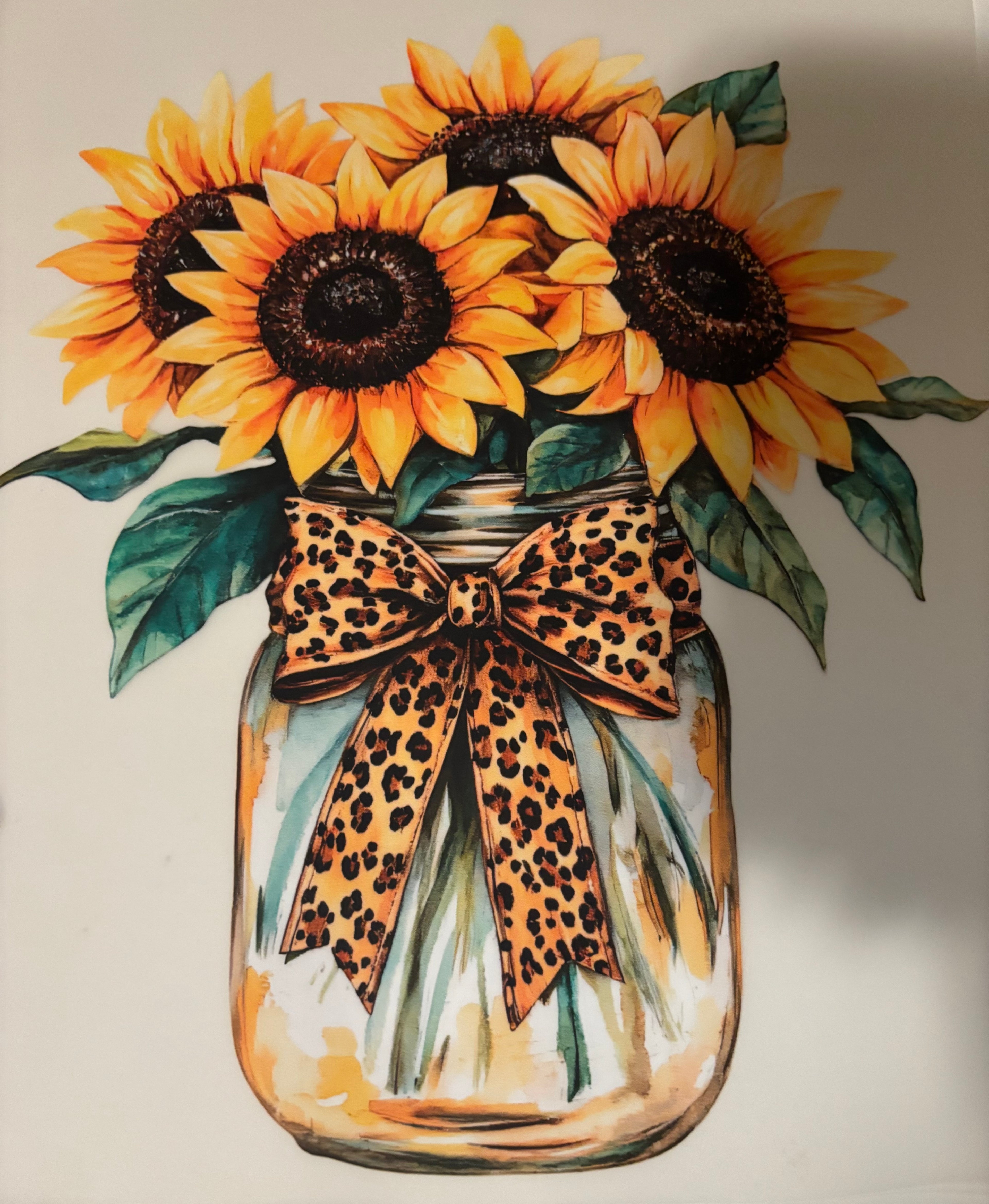 Cheetah Bow Sunflower Jar Tee Design