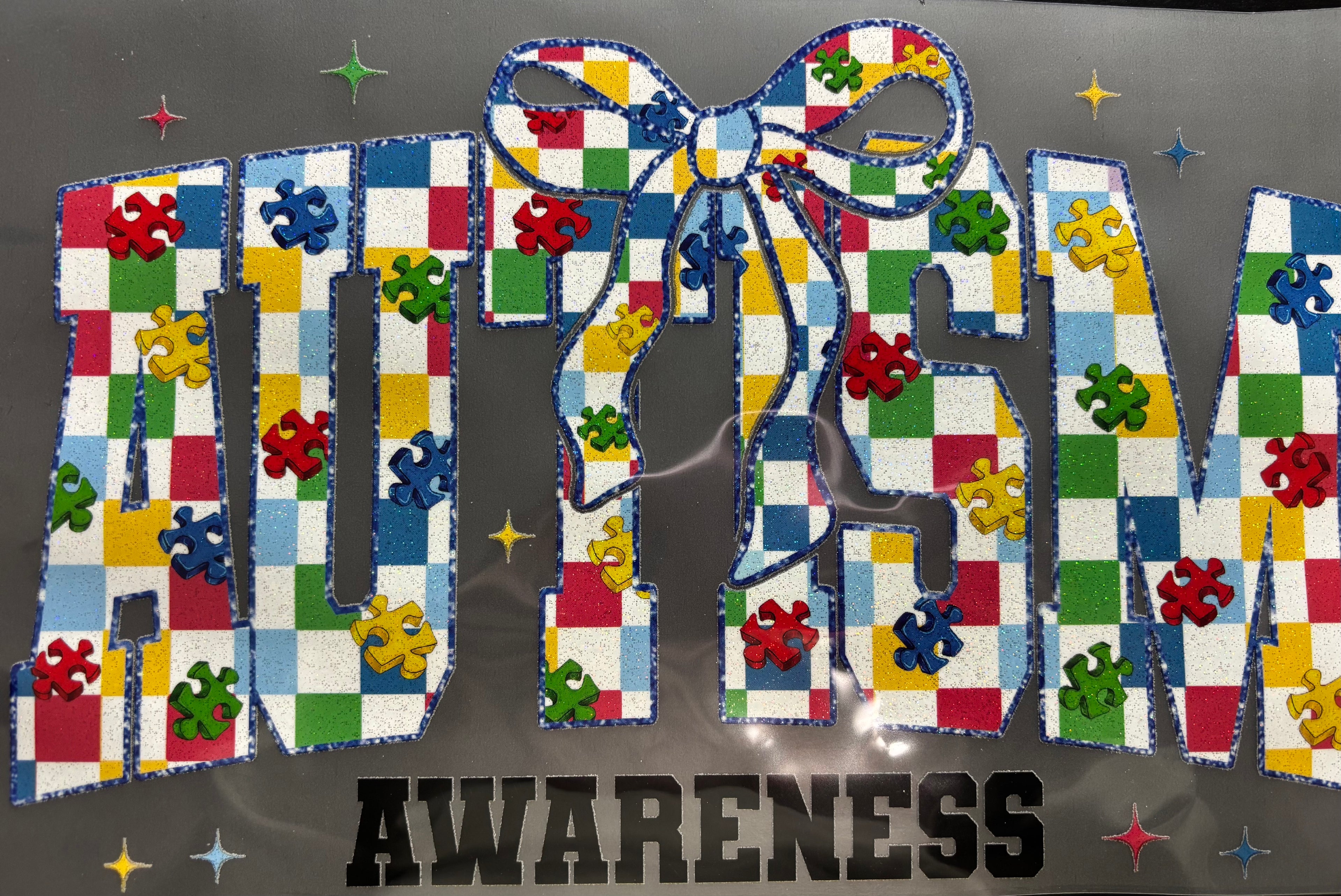 Autism awareness glitter print