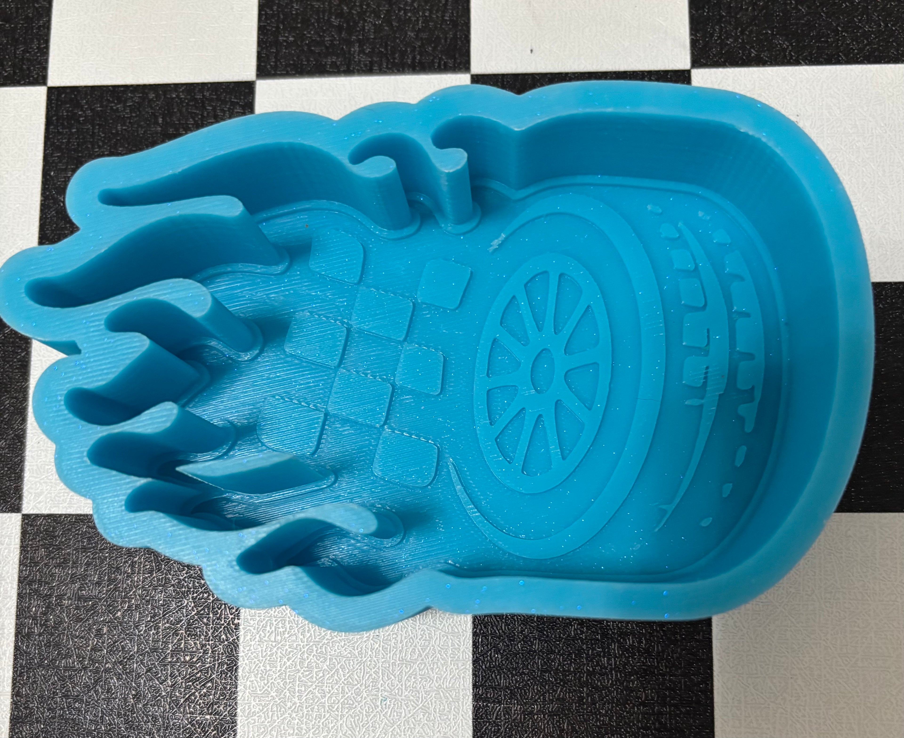 Custom Checkered Flame Tire Freshie Mold