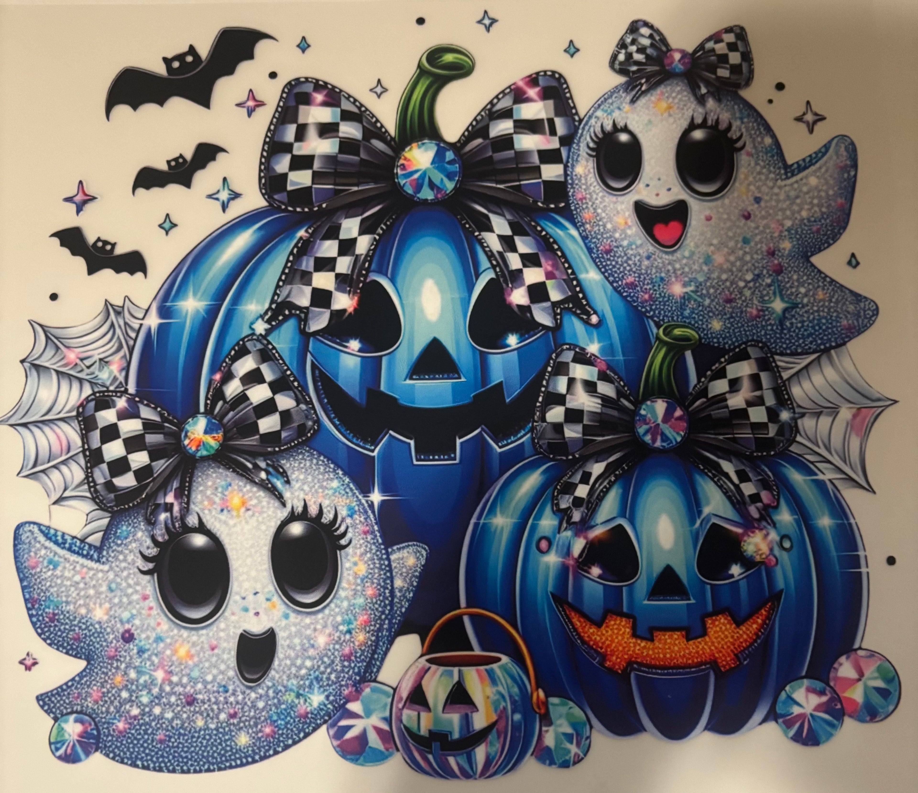 Blue pumpkin ghost tee design