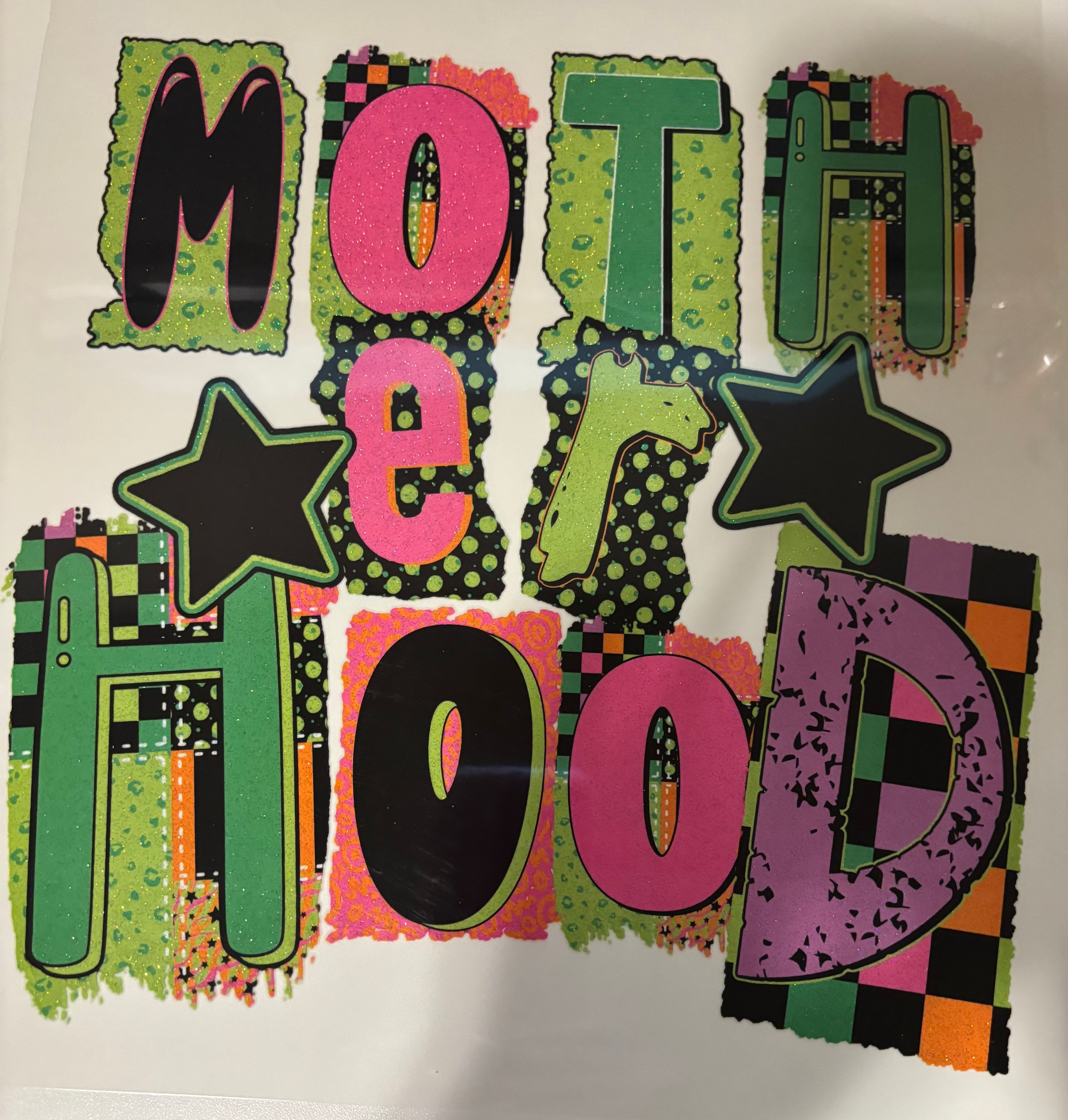 Glitter Green Motherhood Tee Design