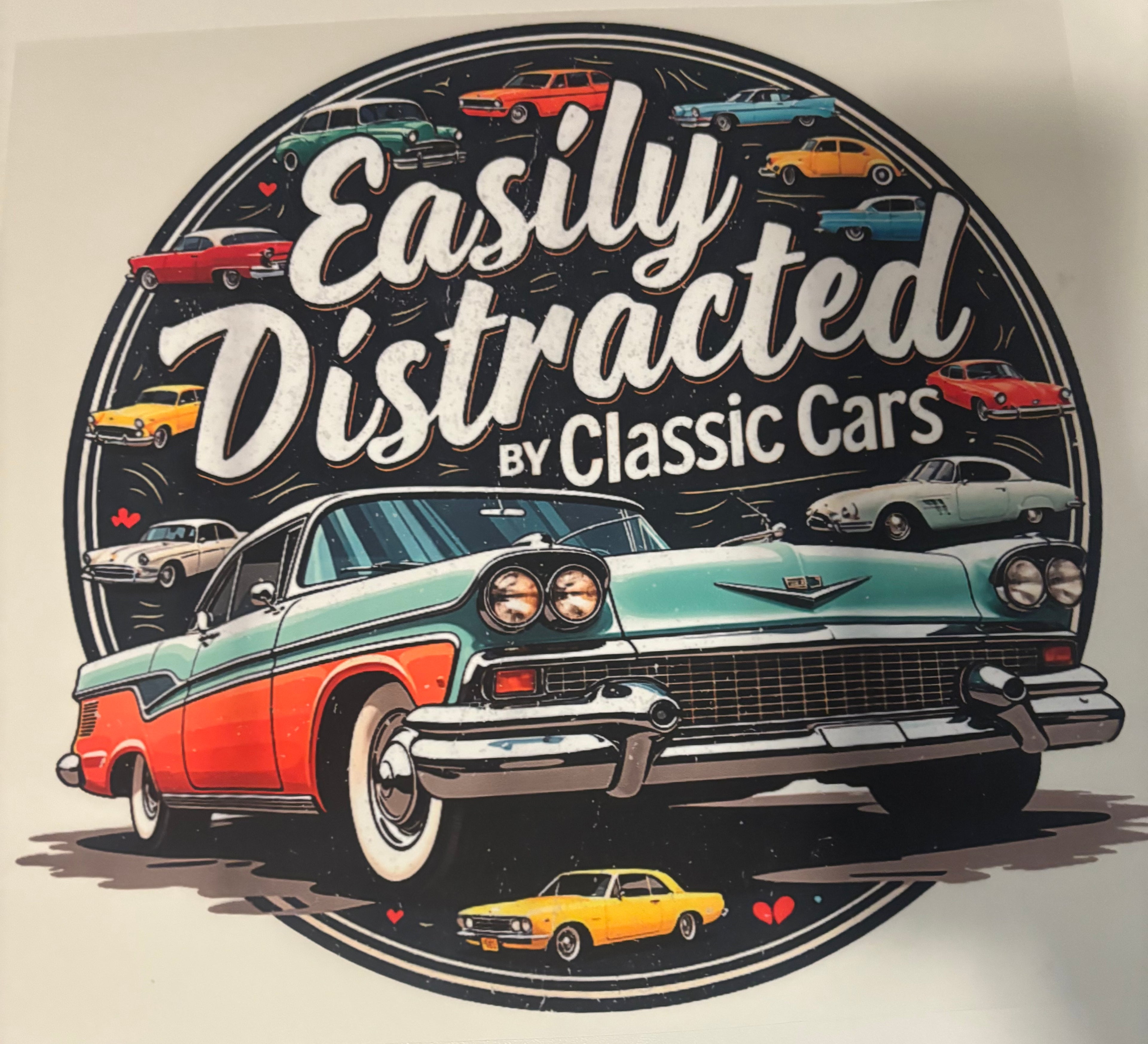Easily Distracted By Classic Cars Tee Design
