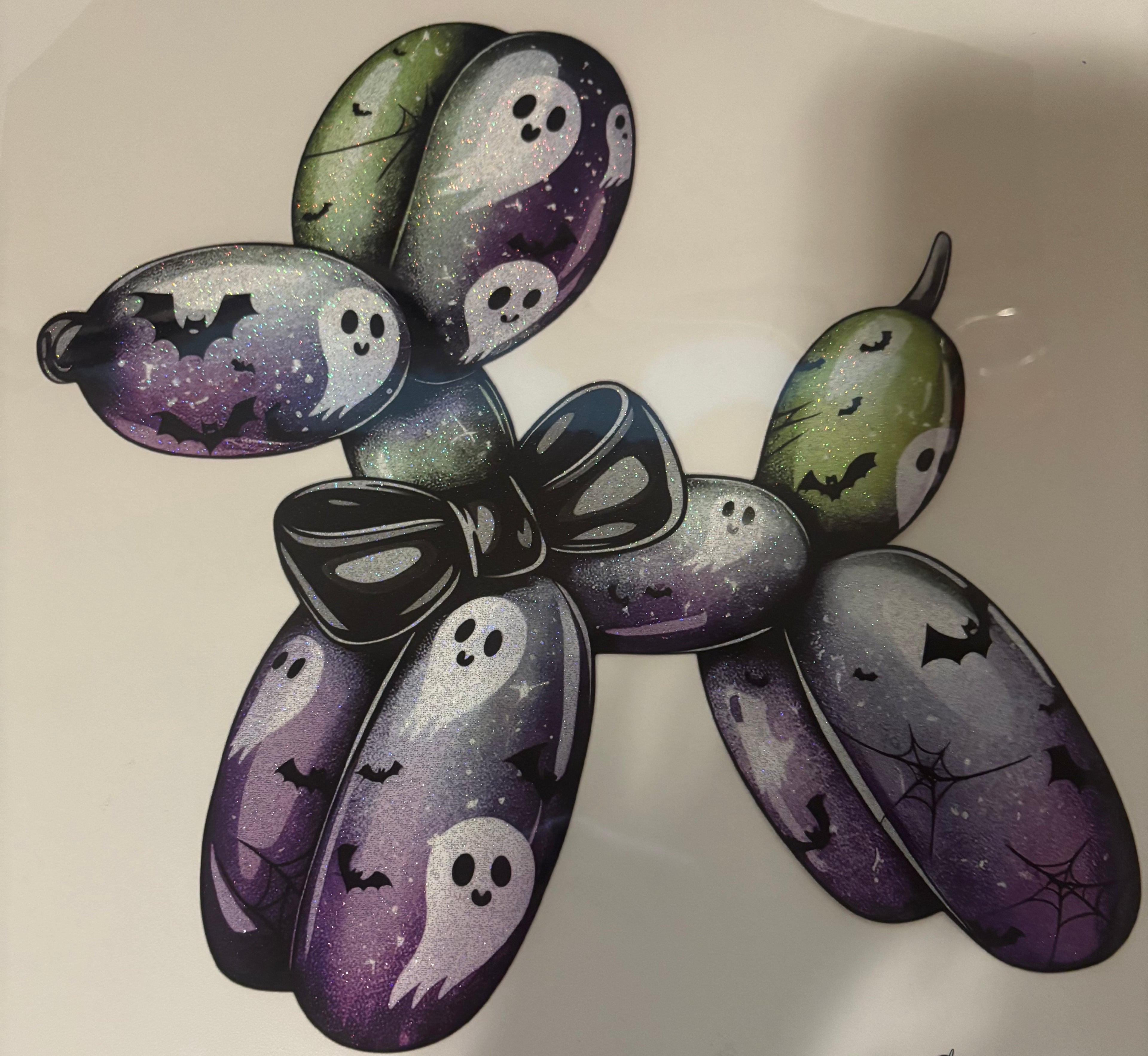 Glitter ghost balloon dog tee design