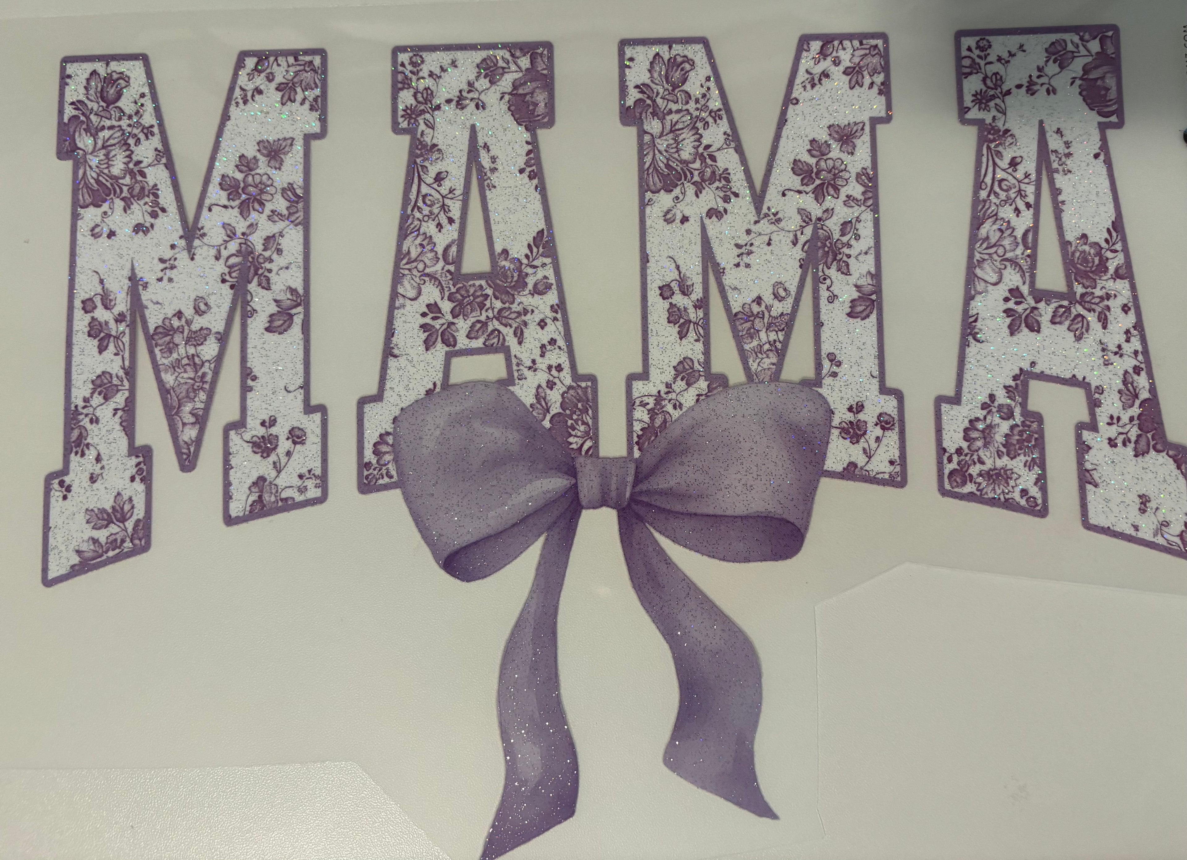 Glitter purple and white mama tee design