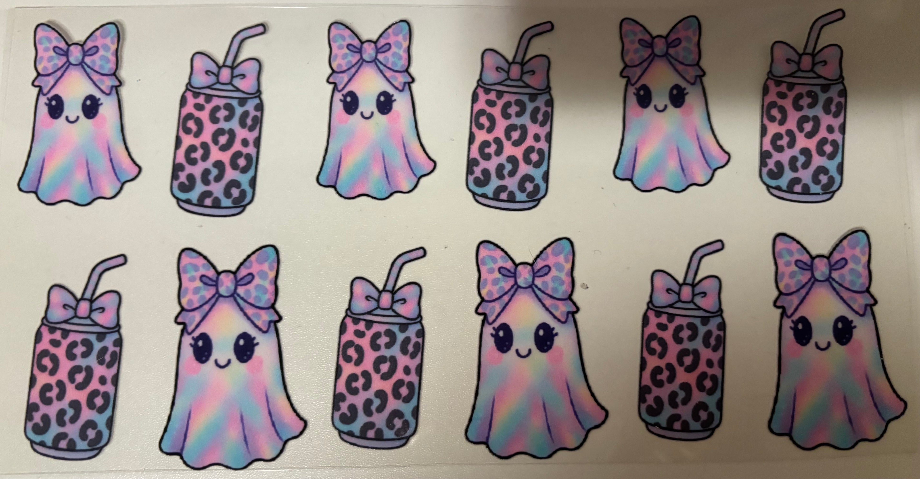 16 oz colorful ghost & cup wrap