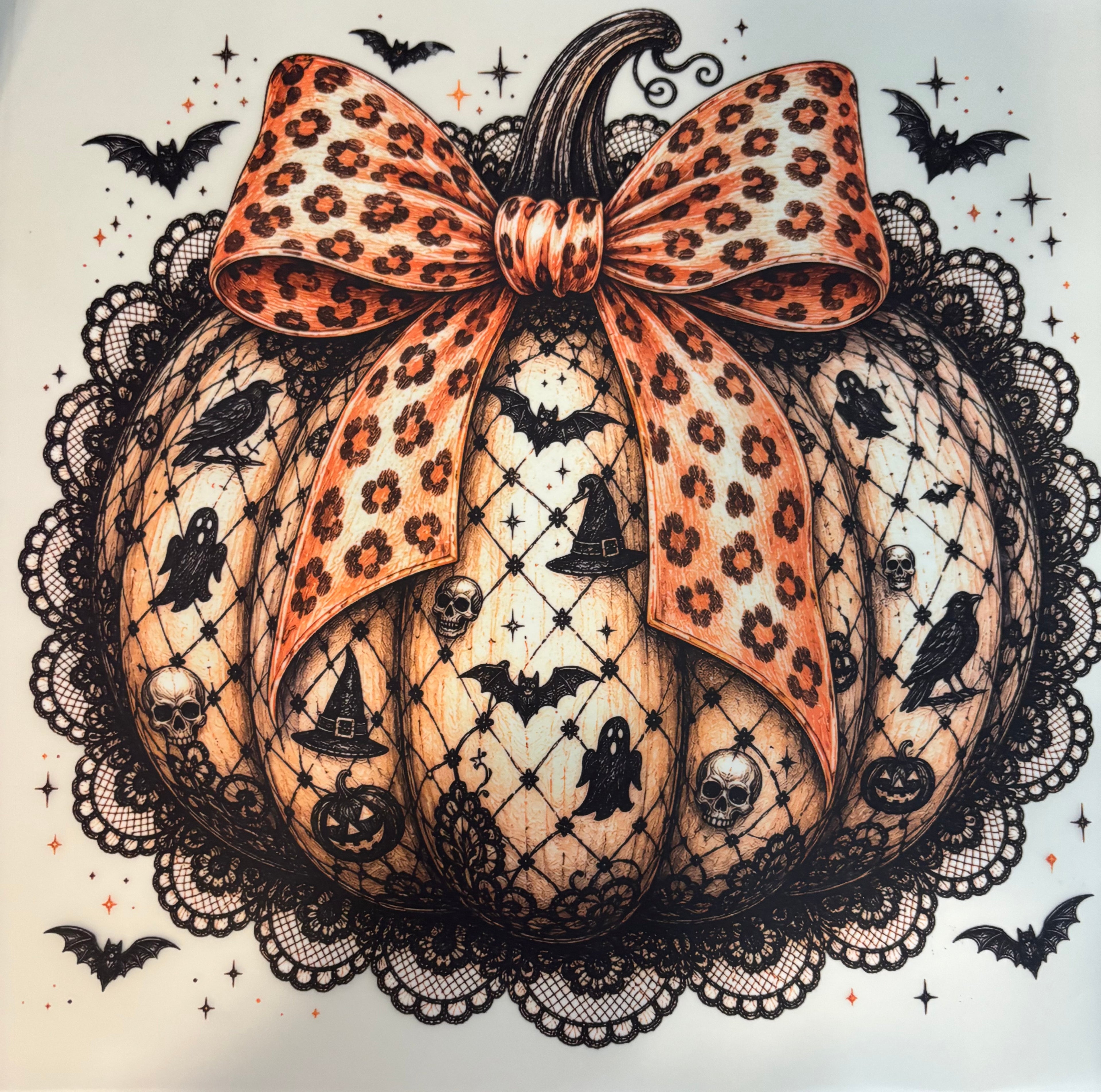 Skull Black Lace Pumpkin Tee Design