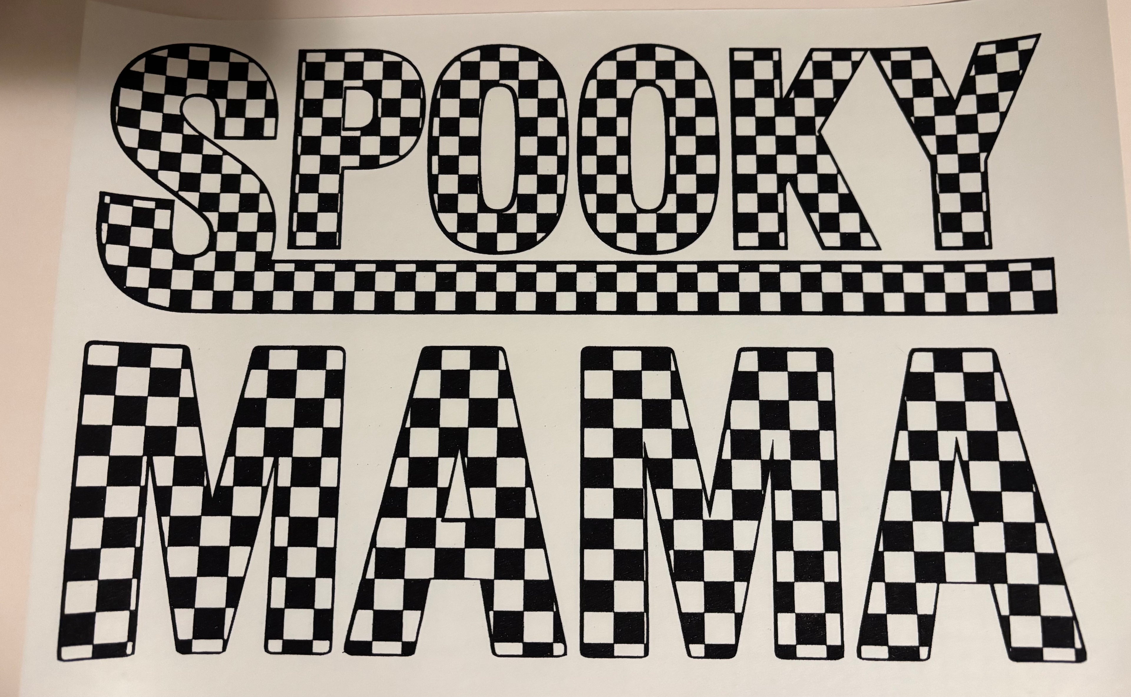 Checkered Spooky Mama Tee Design