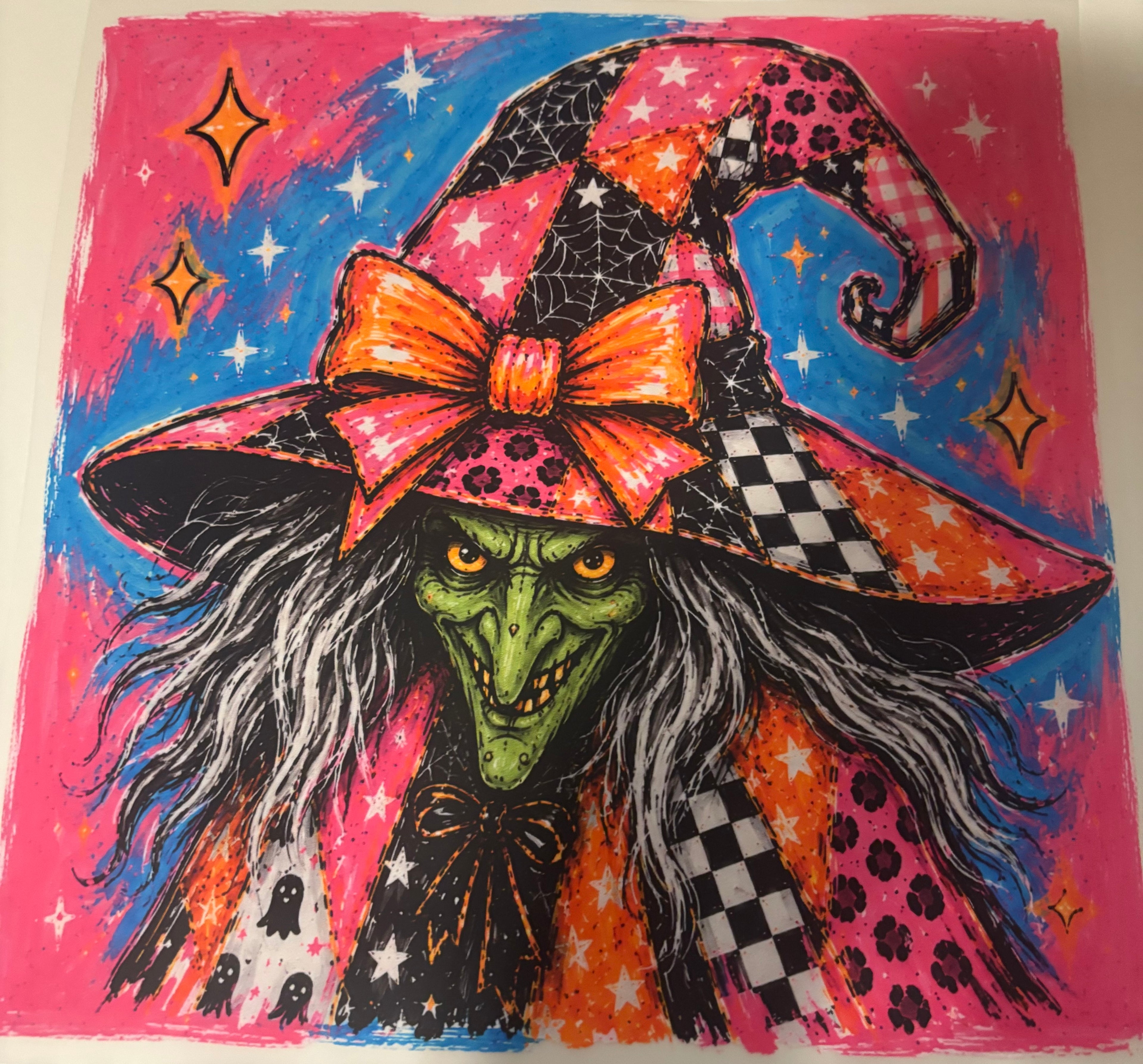 Colorful witch tee design