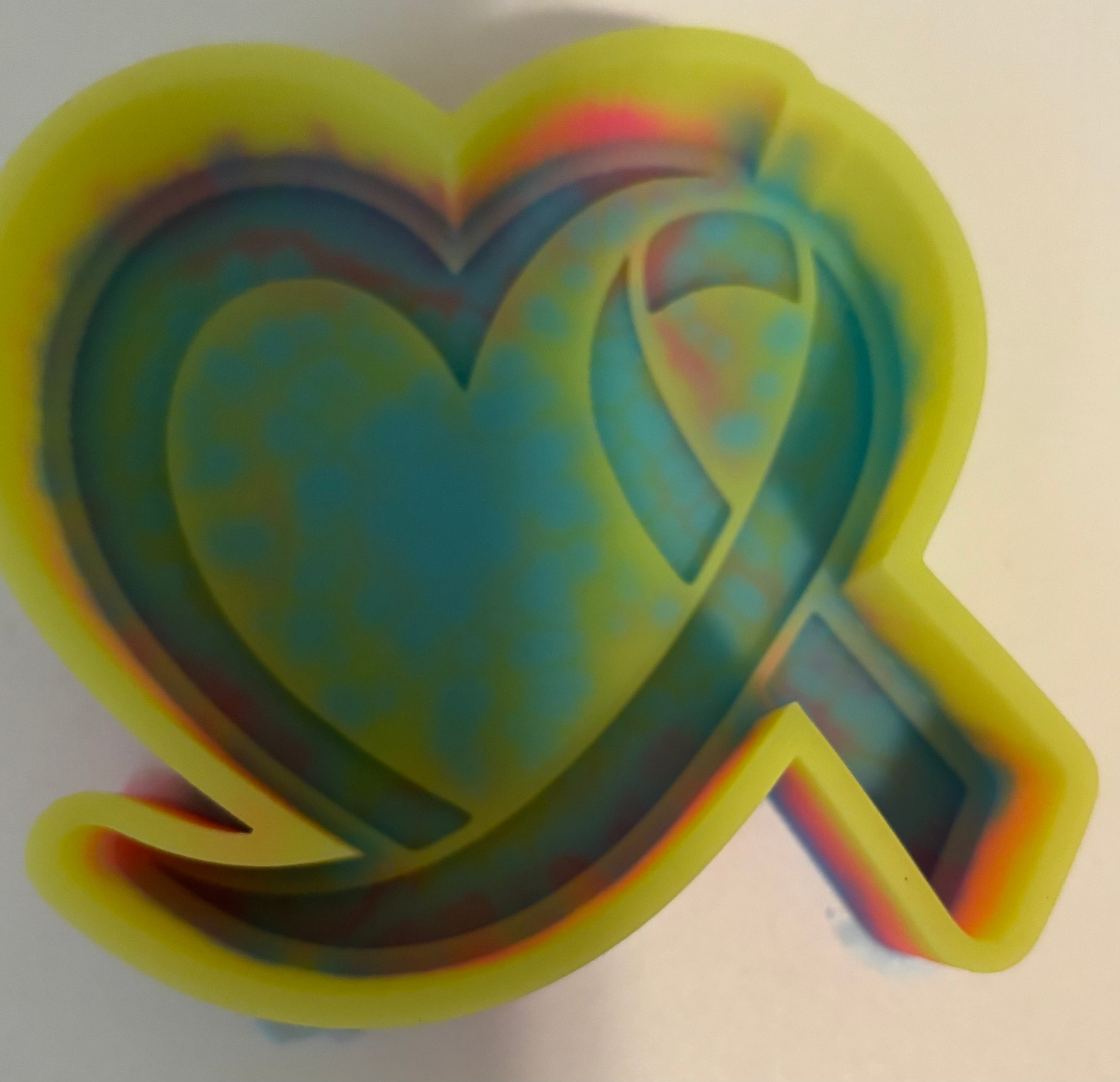 Awareness Ribbon with Heart Freshie Mold