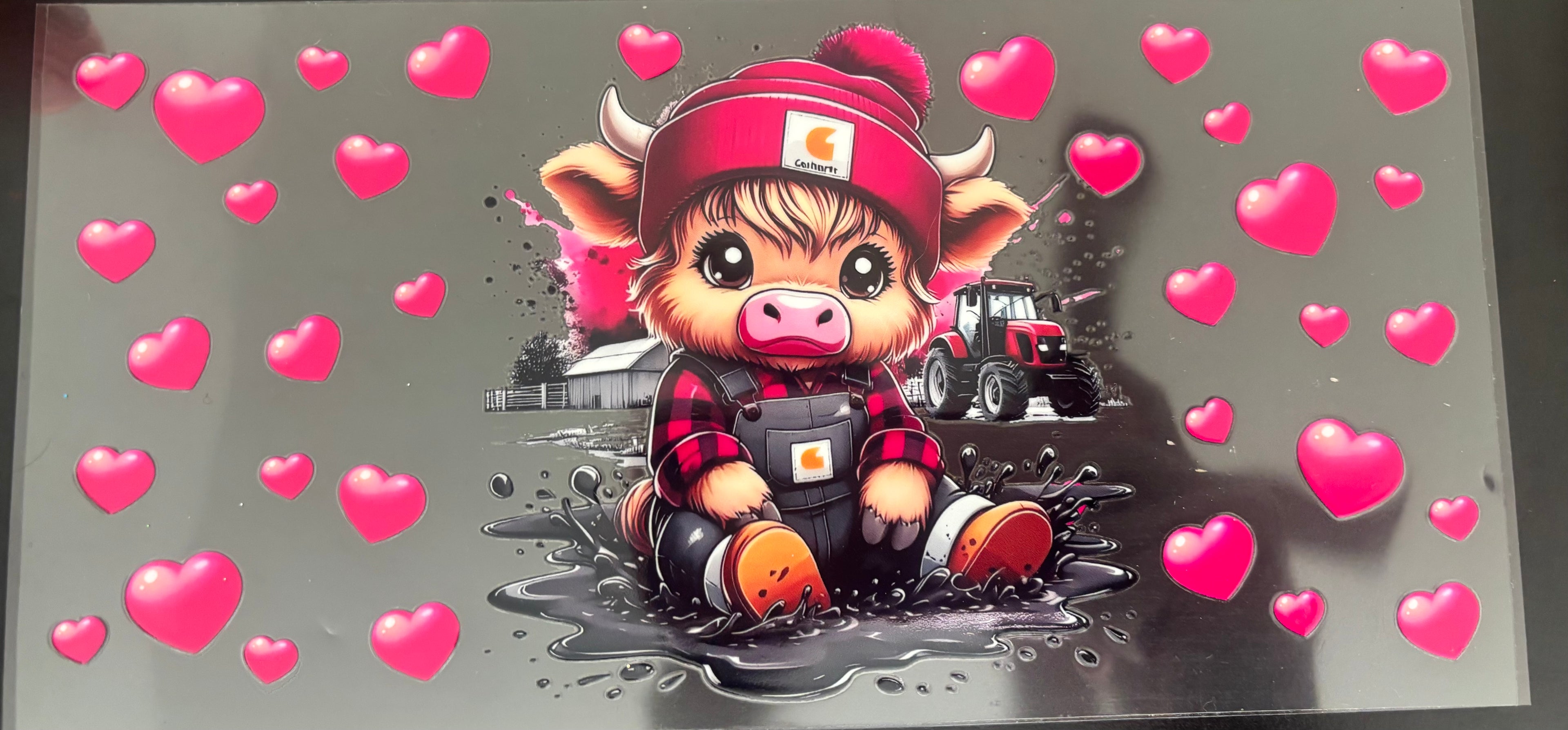 16 oz Pink Heart Cow
