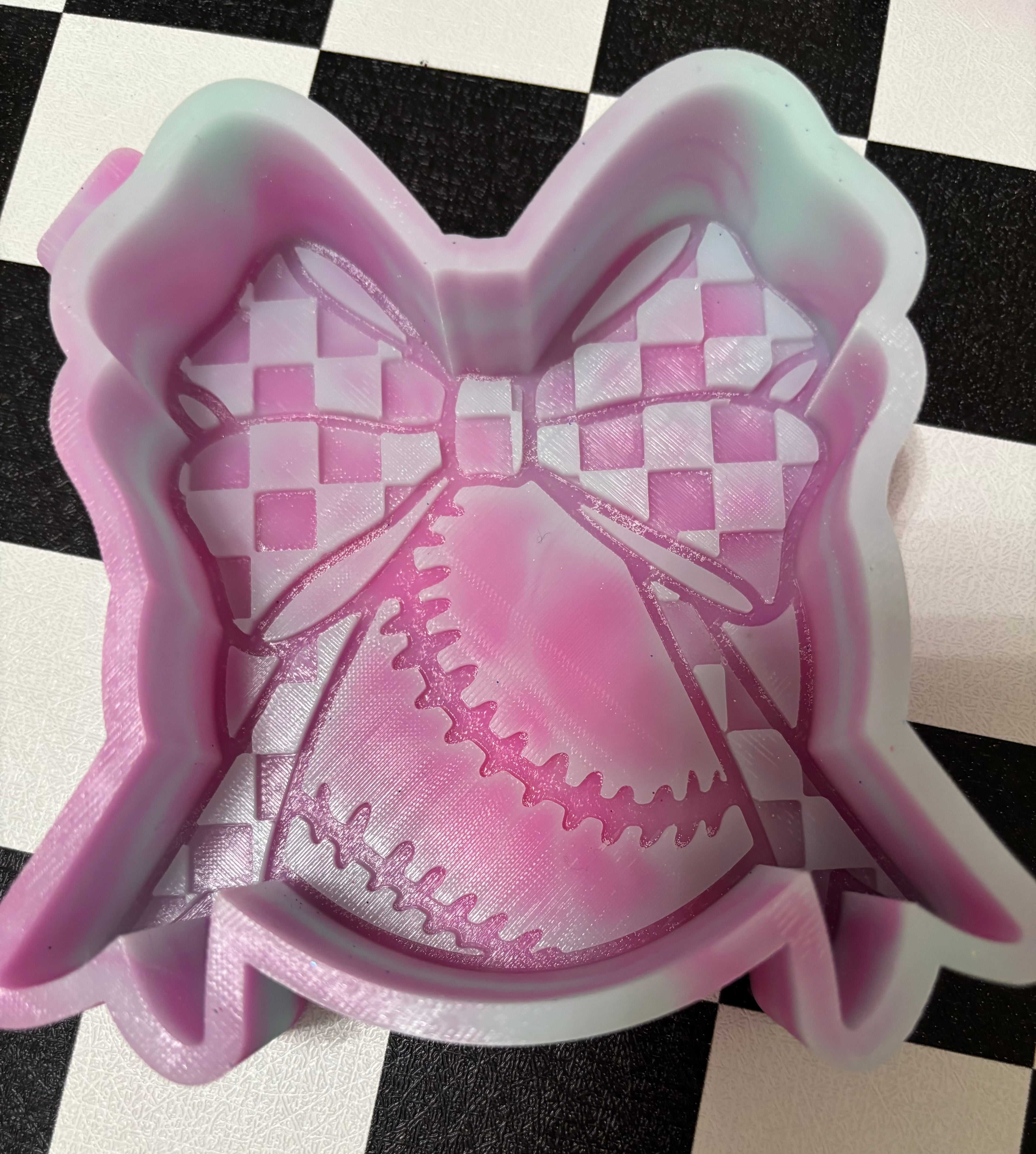 Custom Baseball with Checkered Ribbon Freshie Mold