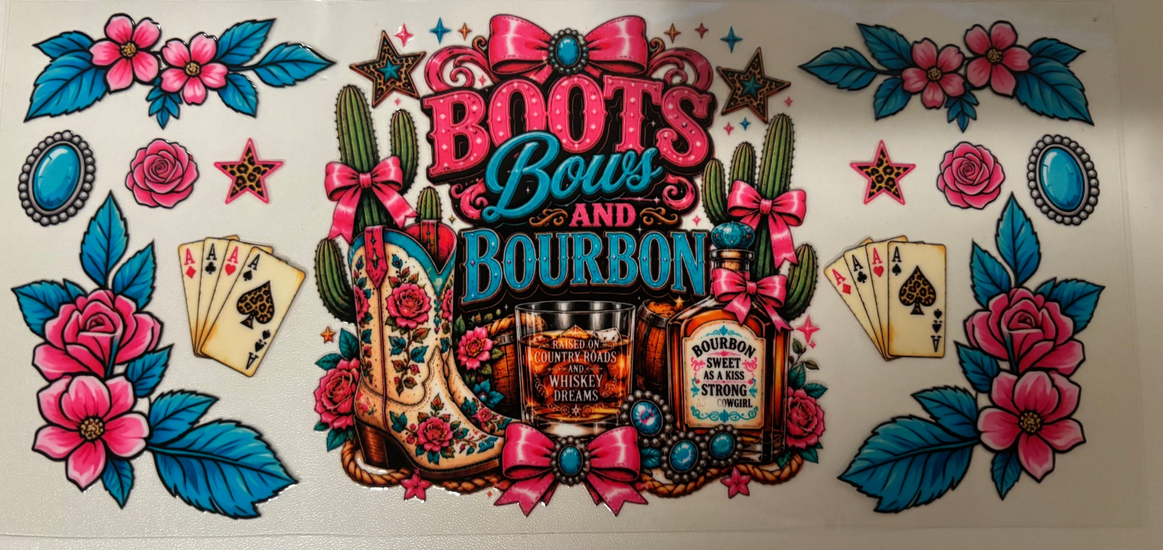 16 oz Boots bows and Bourbon Wrap