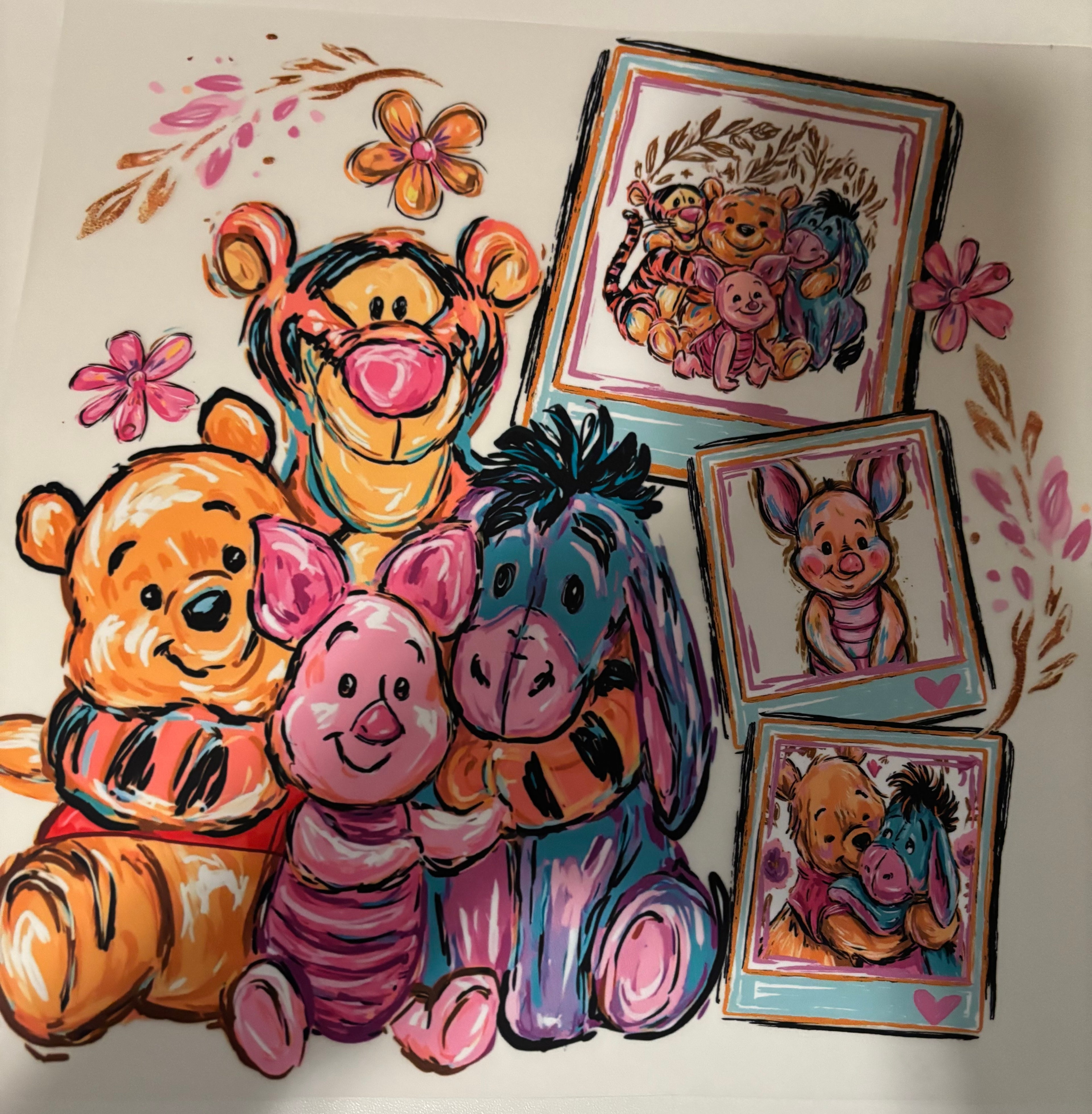 Winnie The Pooh Collage Tee Design
