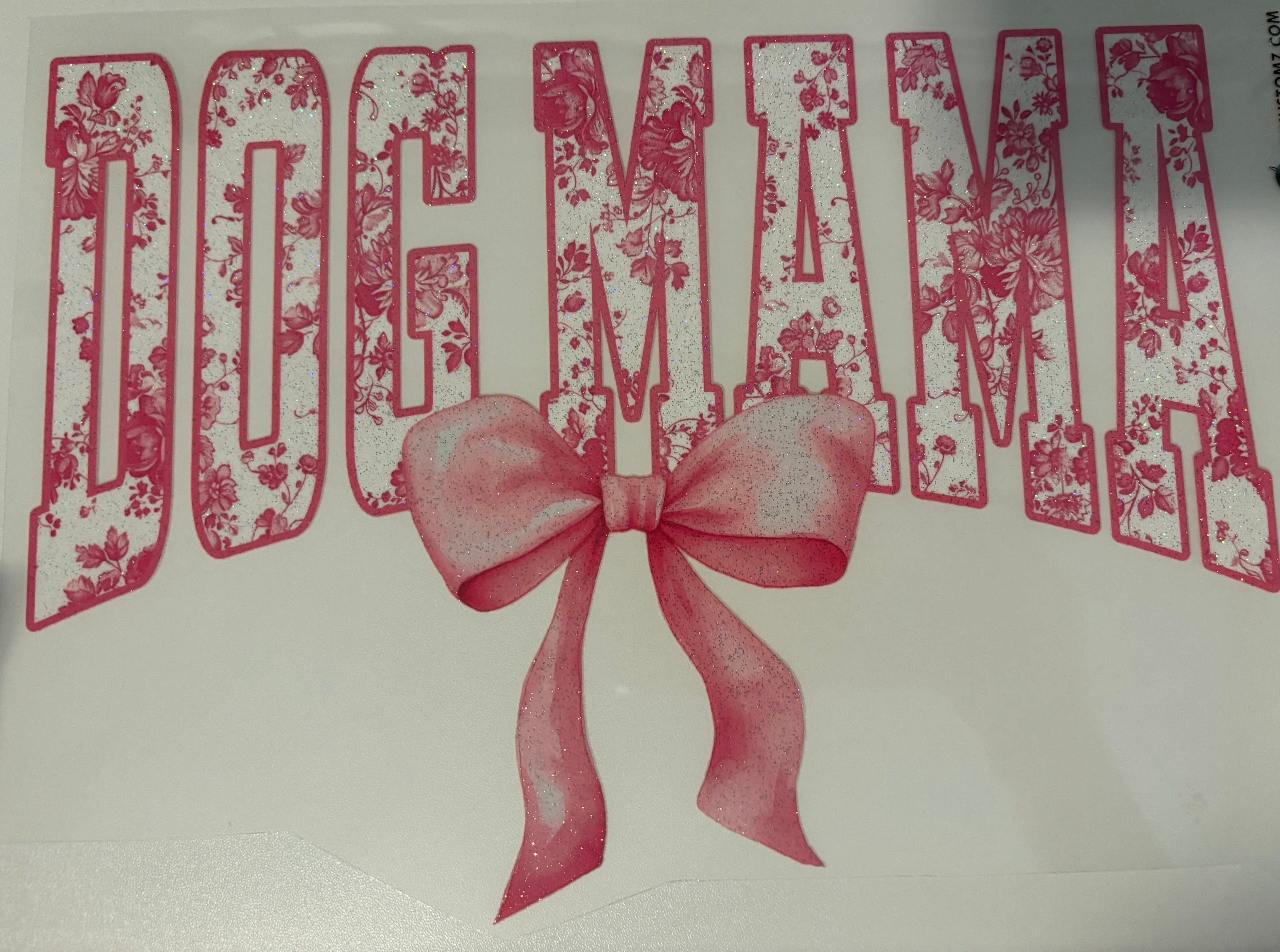 Glitter pink and white Dog Mama Tee Design