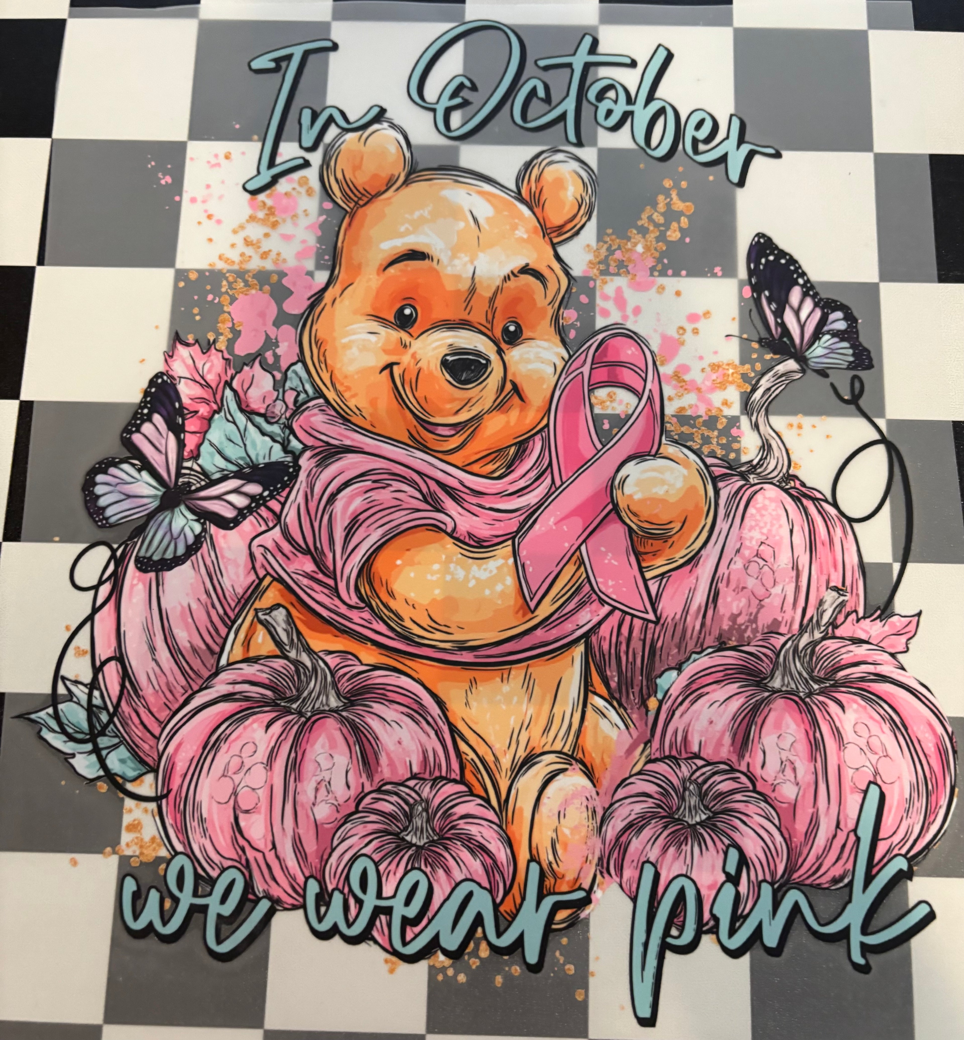 In october we wear pink Pooh Tee Design