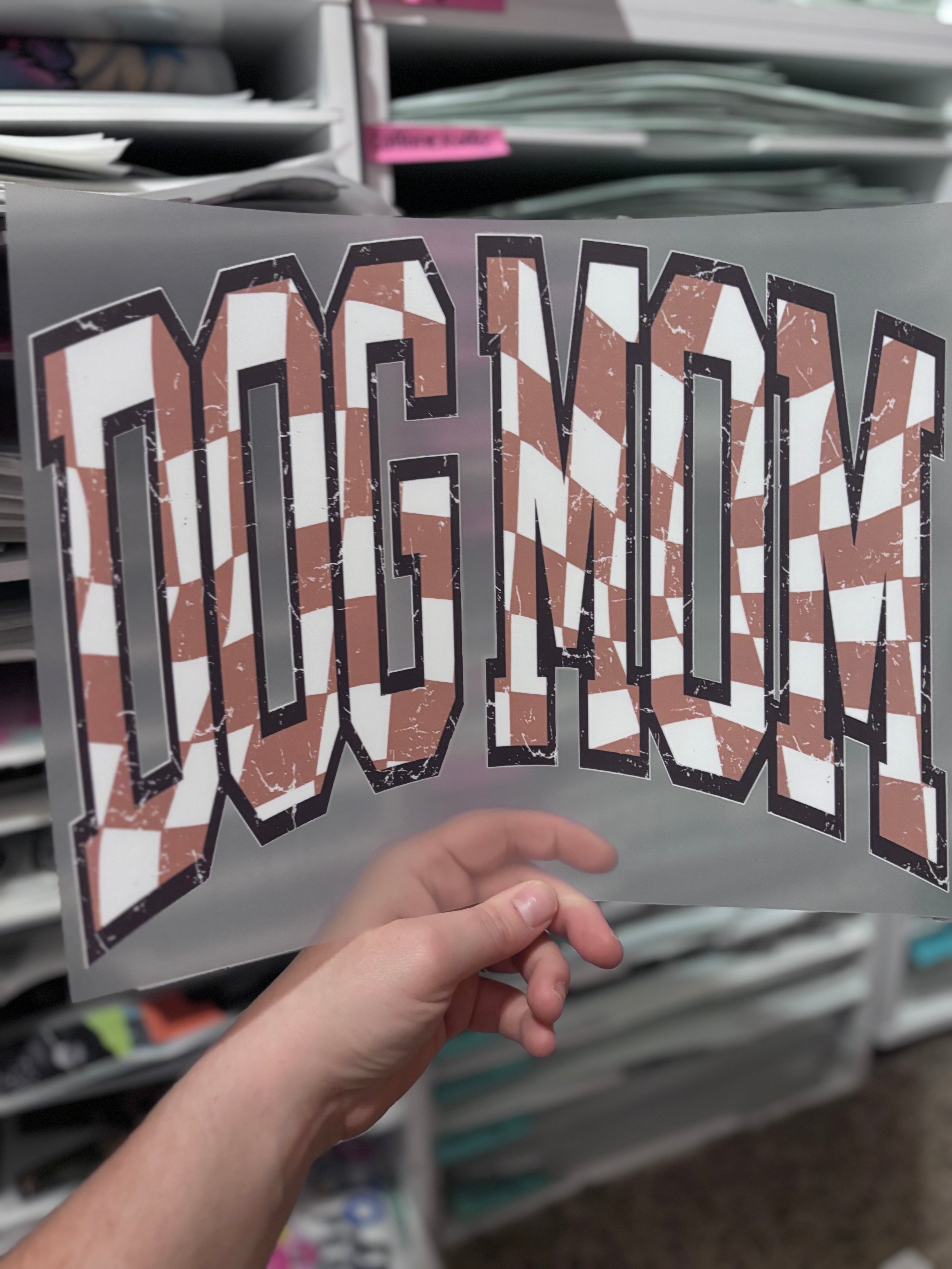 Brown Checkered Dog Mom