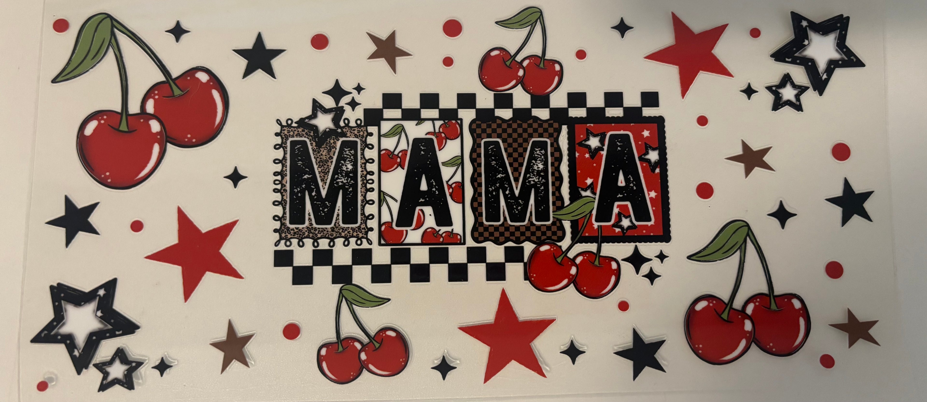 40 oz Mama Cherry and stars cup wrap