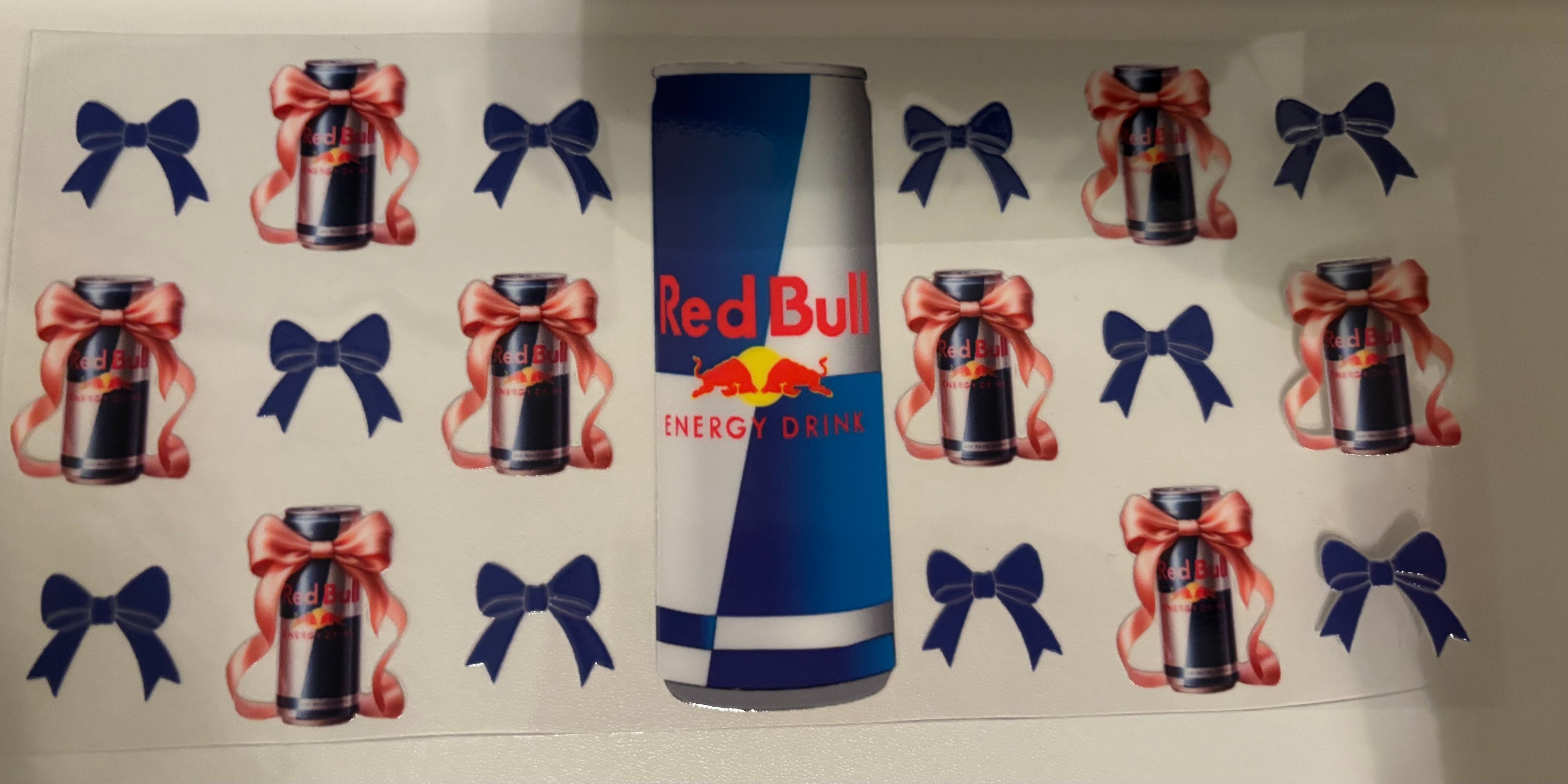 Blue Bow RedBull 16oz Cup Wrap