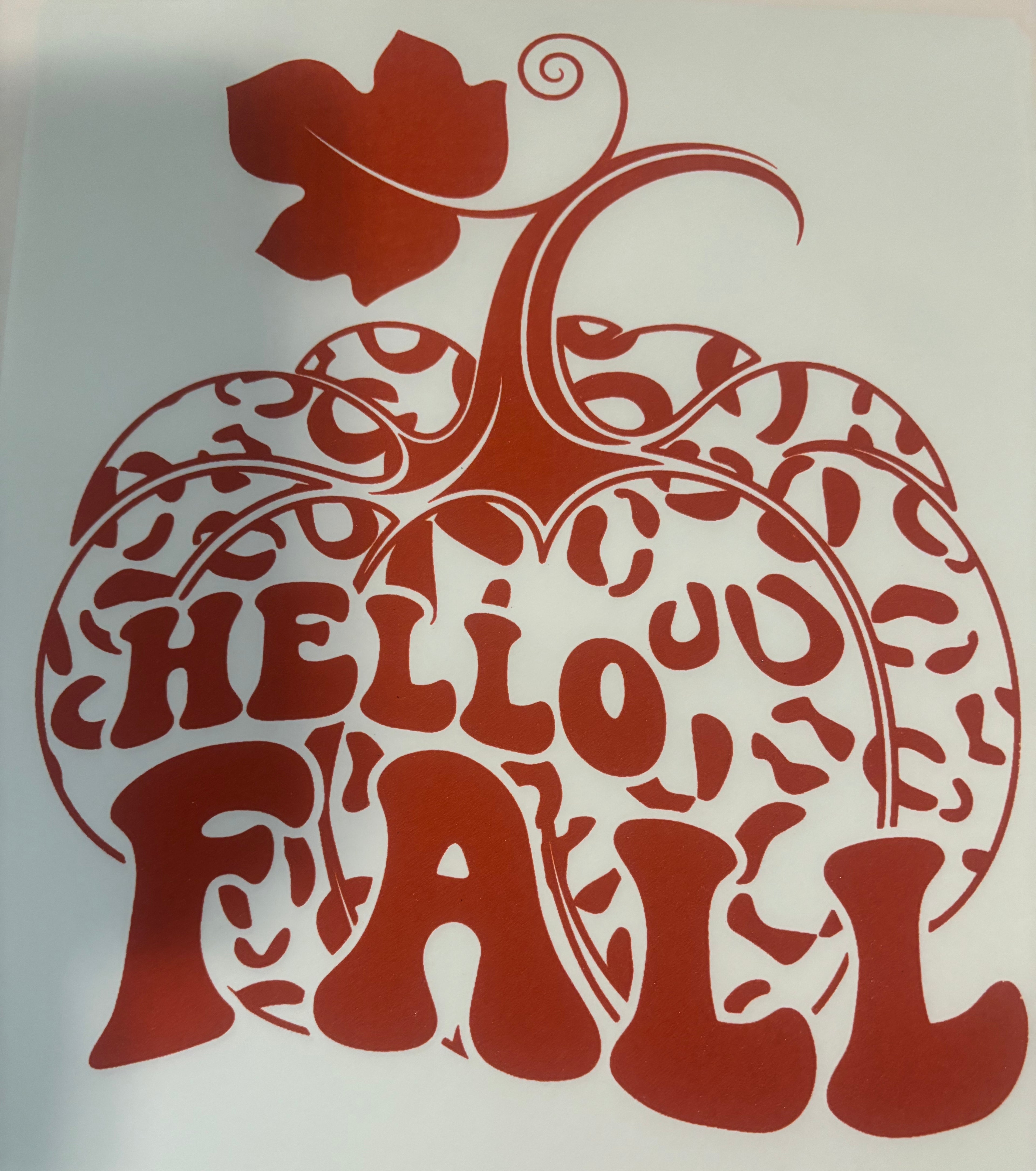 Burnt orange hello Fall Tee Design