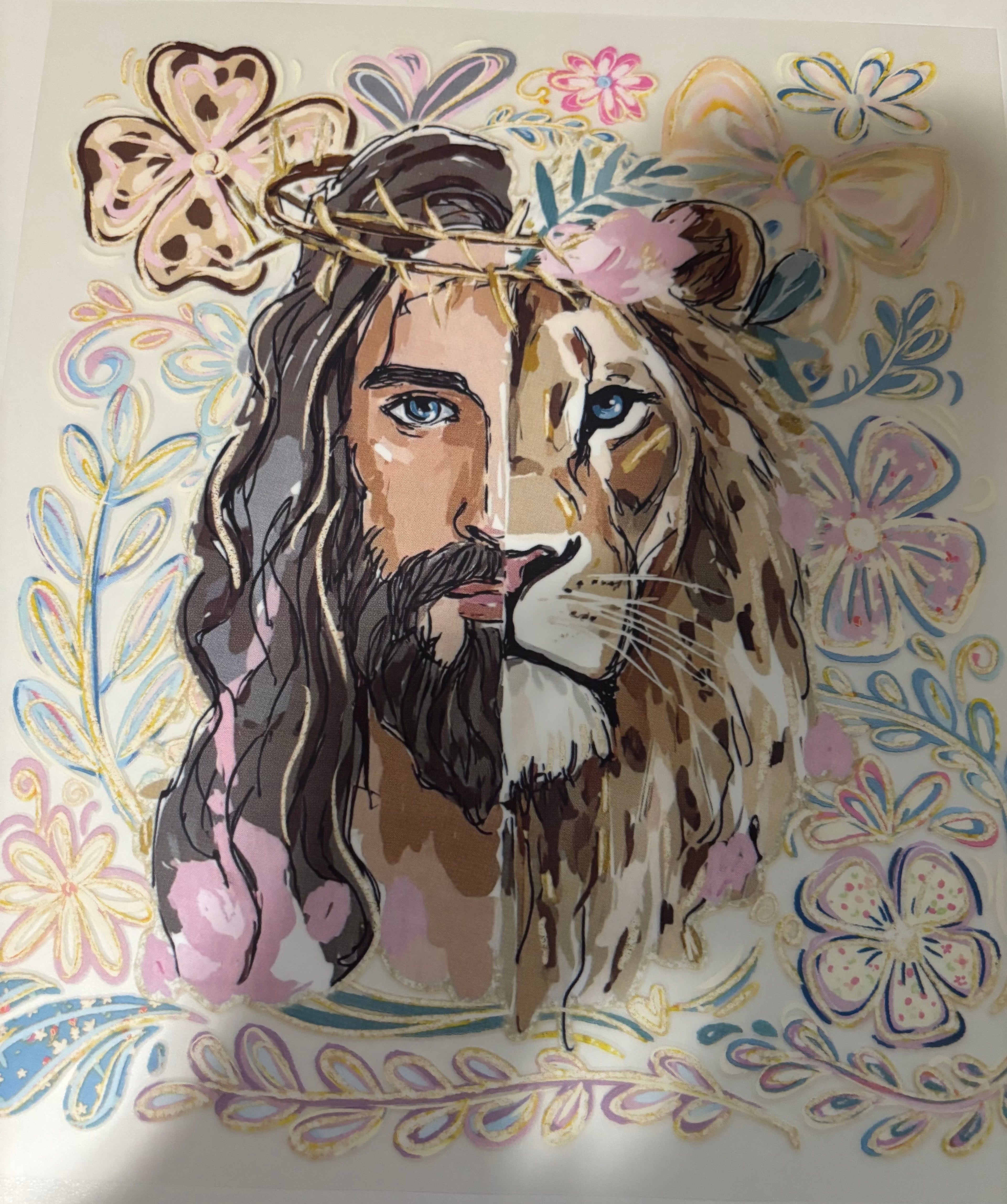 Pastel Jesus & lion tee design